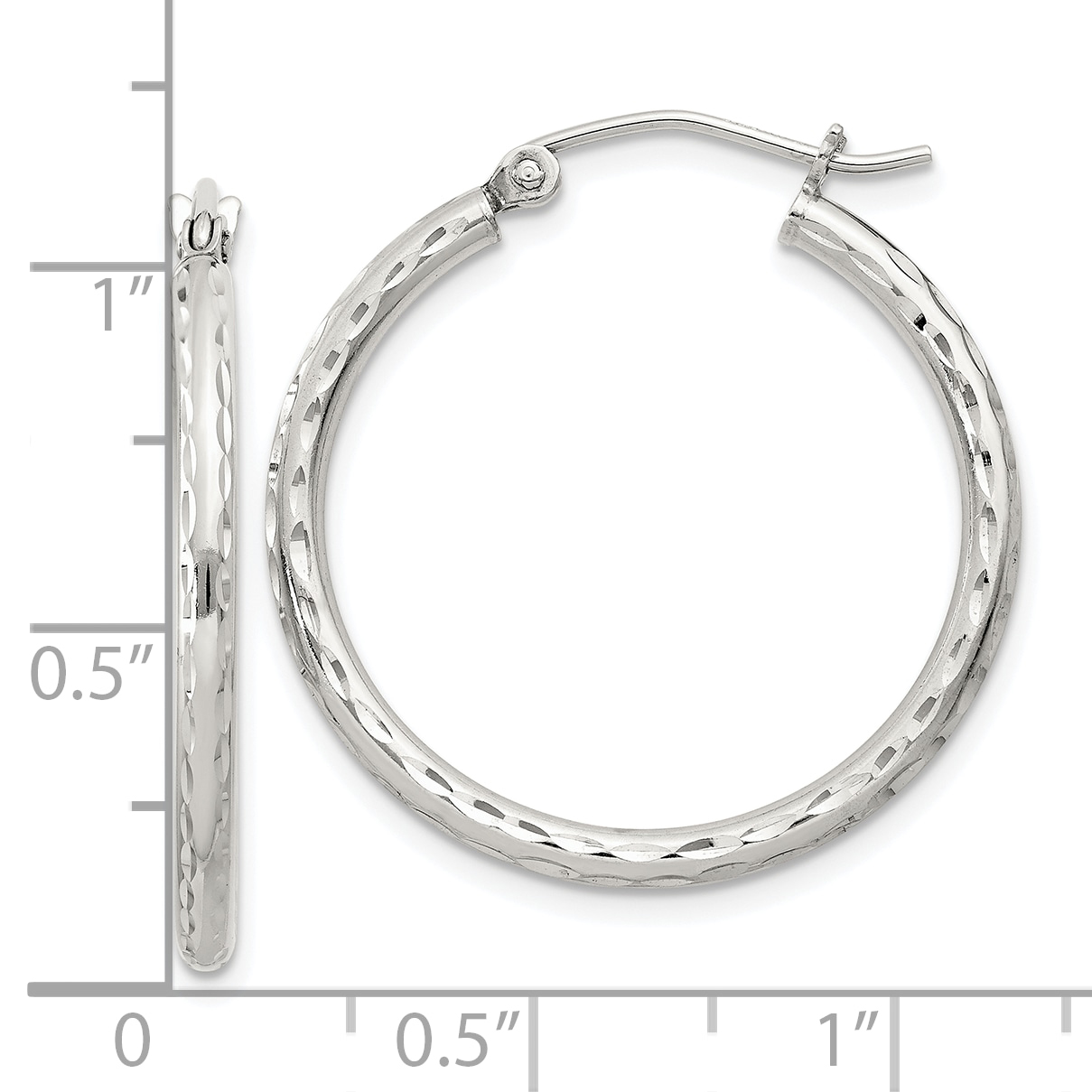  14 mm Sterling Silver 2.0mm Diamond-cut Hoop Earrings  Unknown Friendly Weight Sterling Silver - view 39