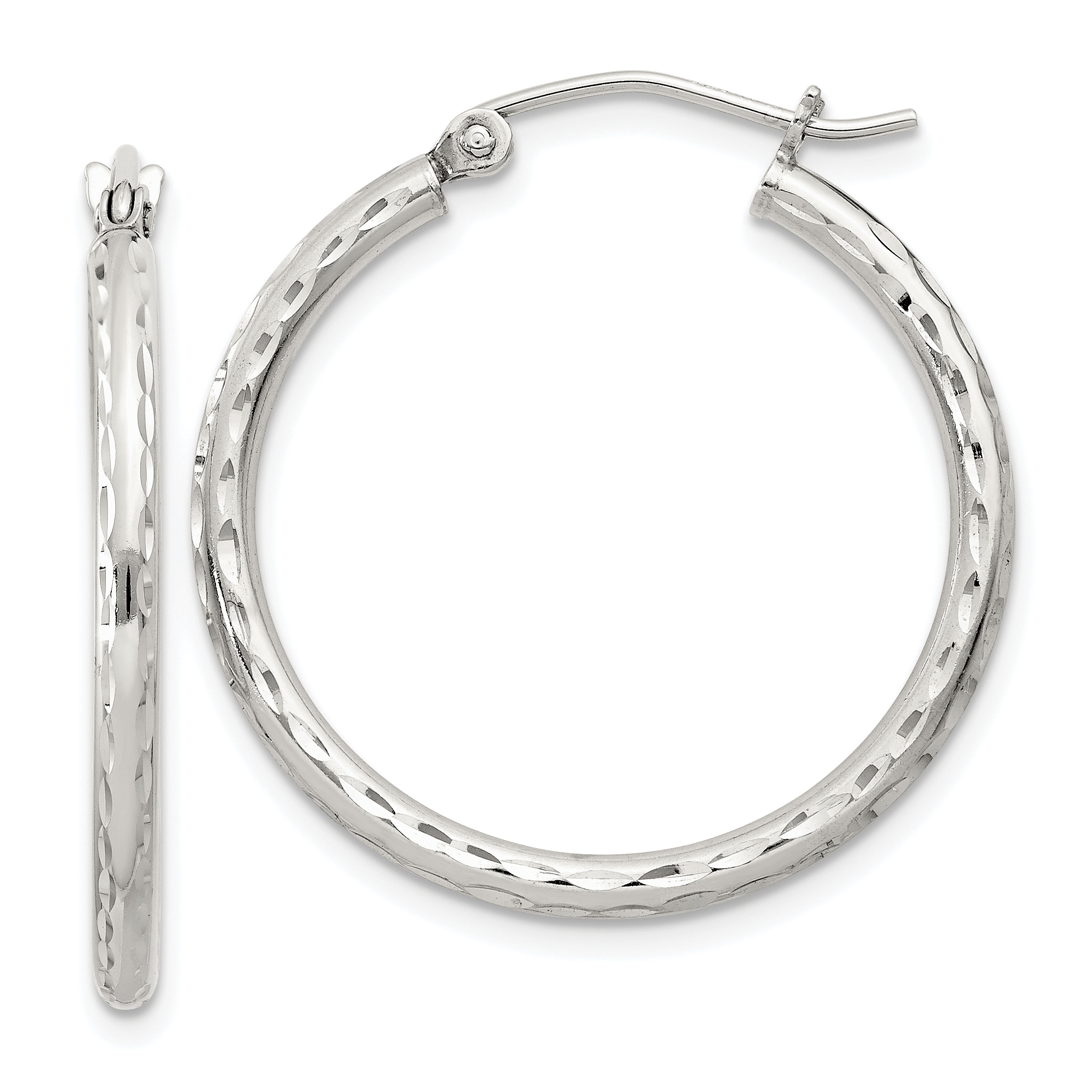 14 mm Sterling Silver 2.0mm Diamond-cut Hoop Earrings  Unknown Friendly Weight Sterling Silver - view 40