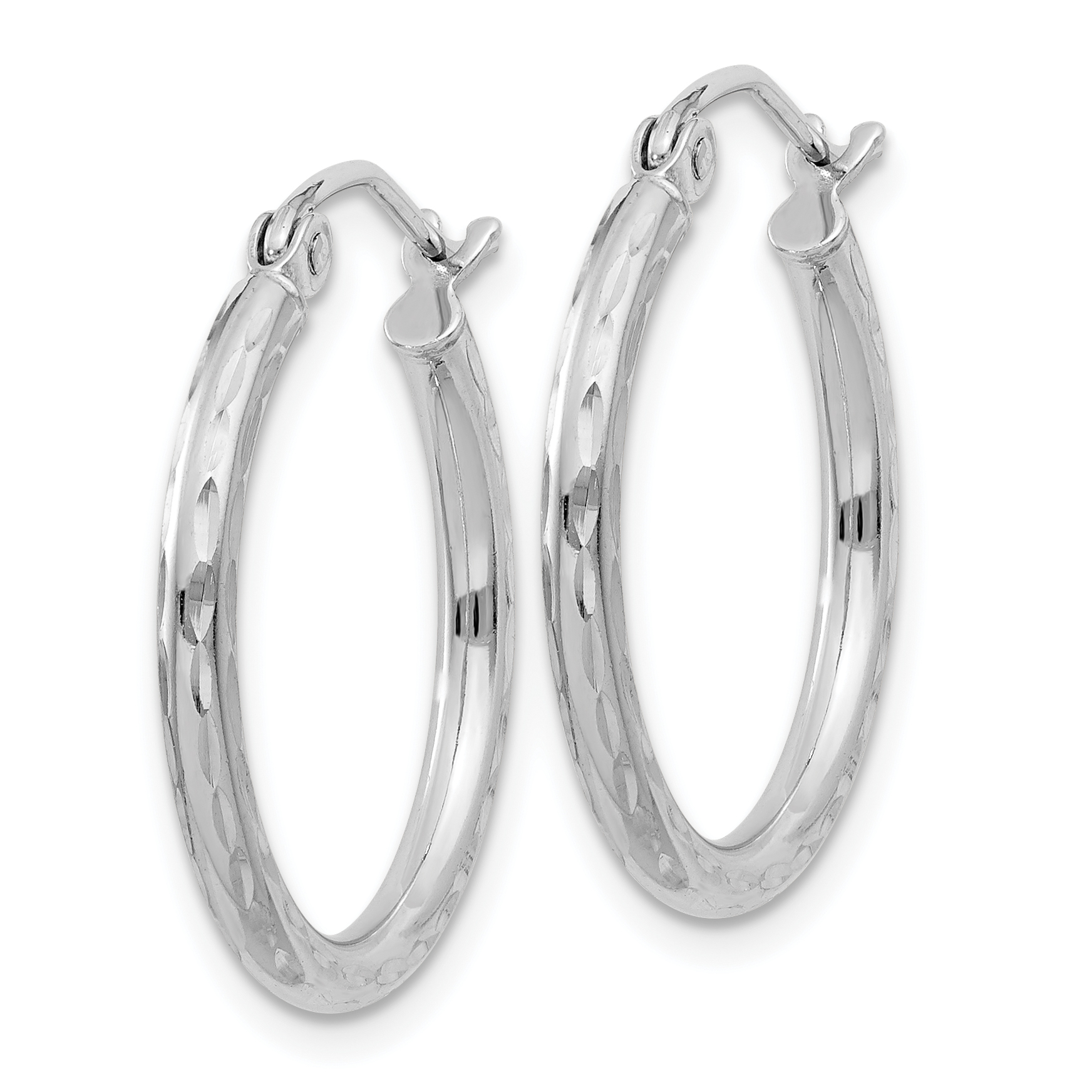  14 mm Sterling Silver 2.0mm Diamond-cut Hoop Earrings  Unknown Friendly Weight Sterling Silver - view 25