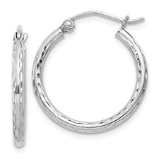  14 mm Sterling Silver 2.0mm Diamond-cut Hoop Earrings  Unknown Friendly Weight Sterling Silver - view 28