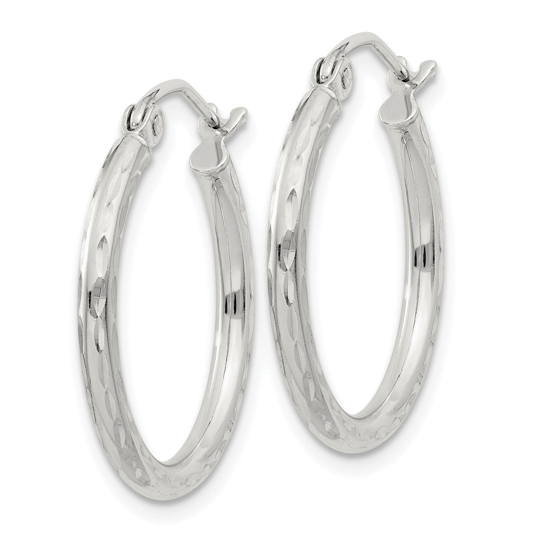  14 mm Sterling Silver 2.0mm Diamond-cut Hoop Earrings  Unknown Friendly Weight Sterling Silver - view 29