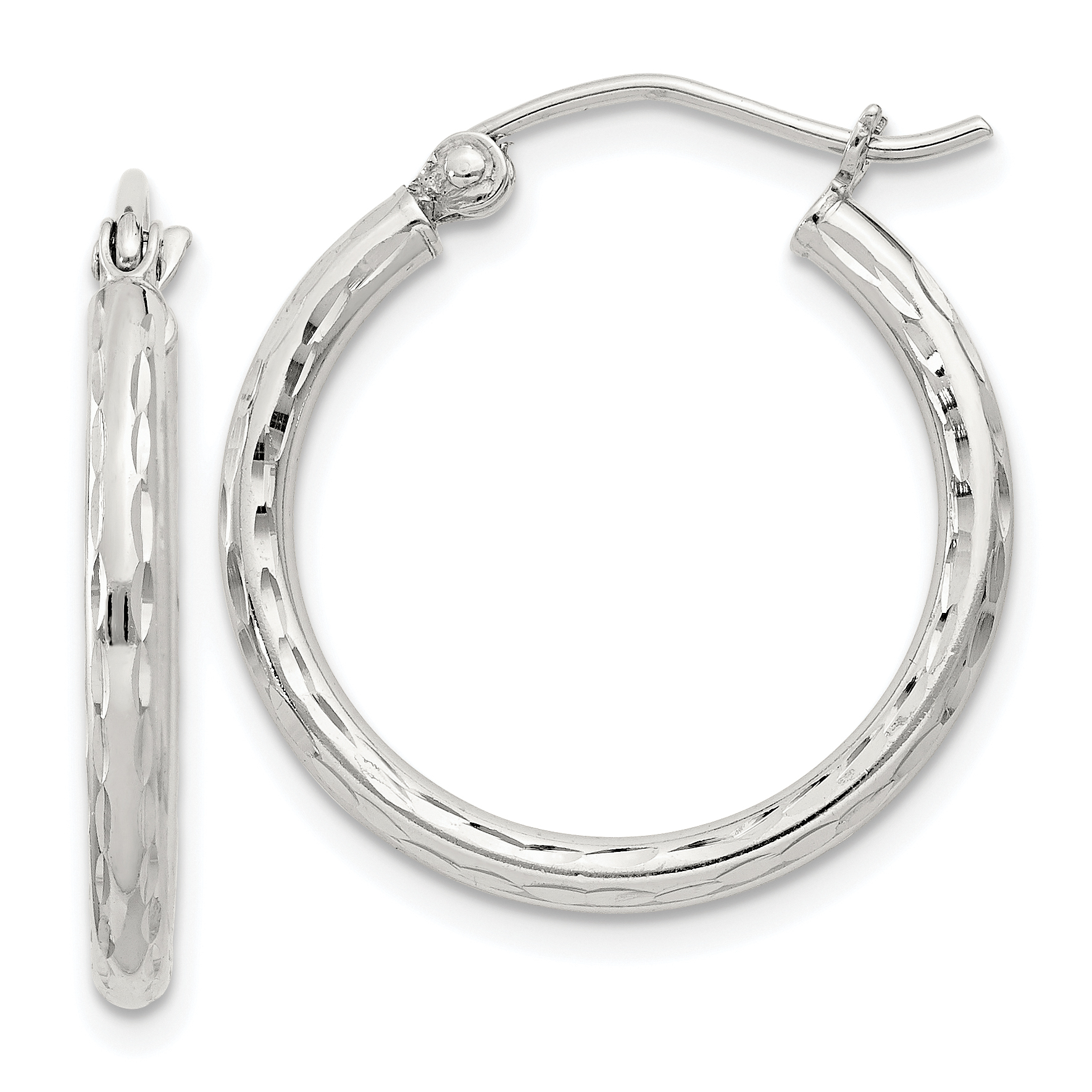  14 mm Sterling Silver 2.0mm Diamond-cut Hoop Earrings  Unknown Friendly Weight Sterling Silver - view 32