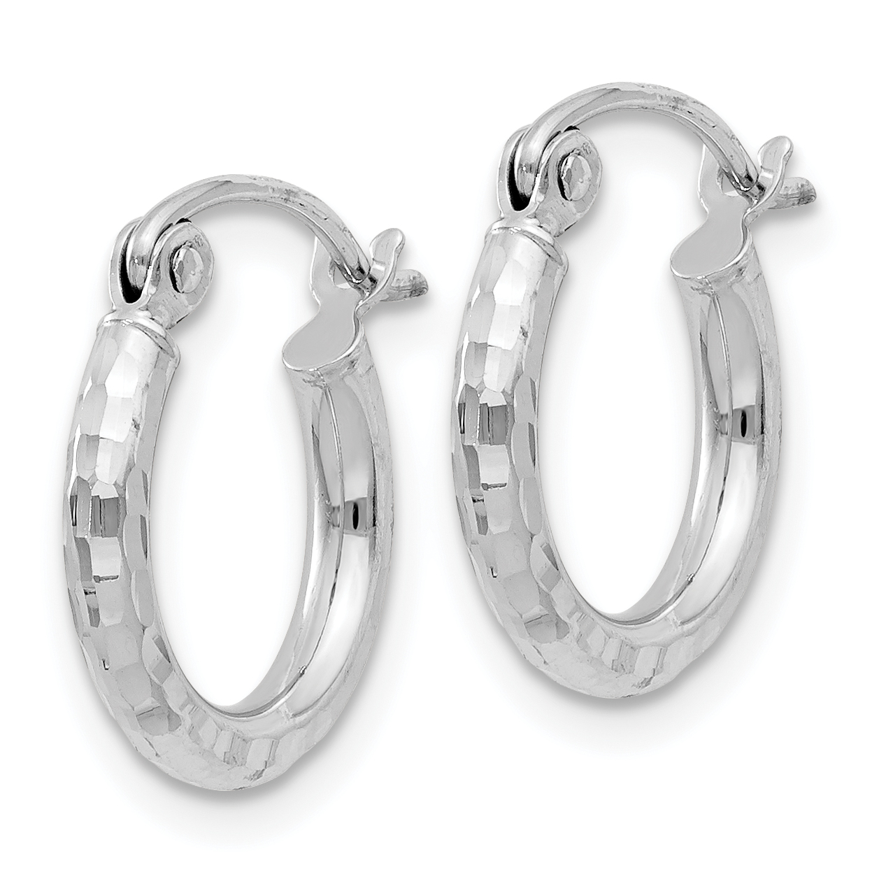 14 mm Sterling Silver 2.0mm Diamond-cut Hoop Earrings  Unknown Friendly Weight Sterling Silver