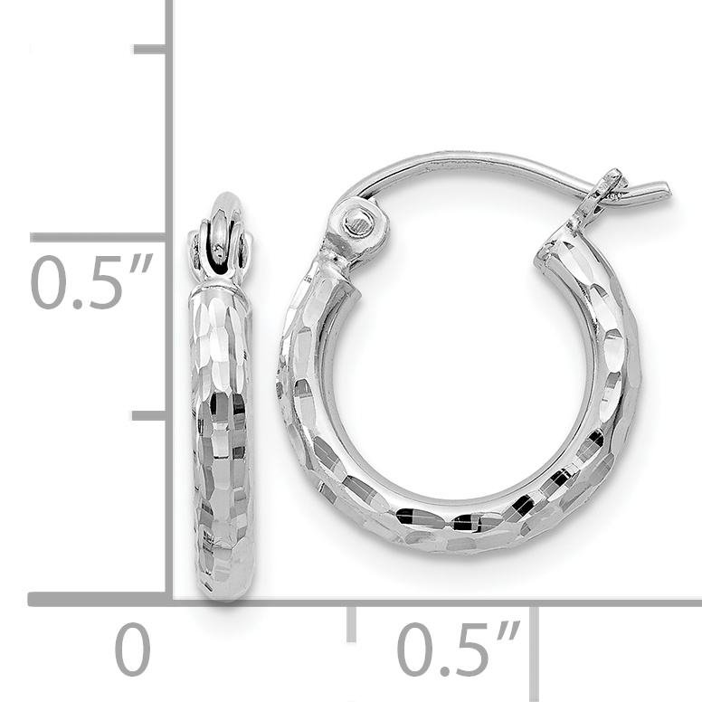  14 mm Sterling Silver 2.0mm Diamond-cut Hoop Earrings  Unknown Friendly Weight Sterling Silver - view 3