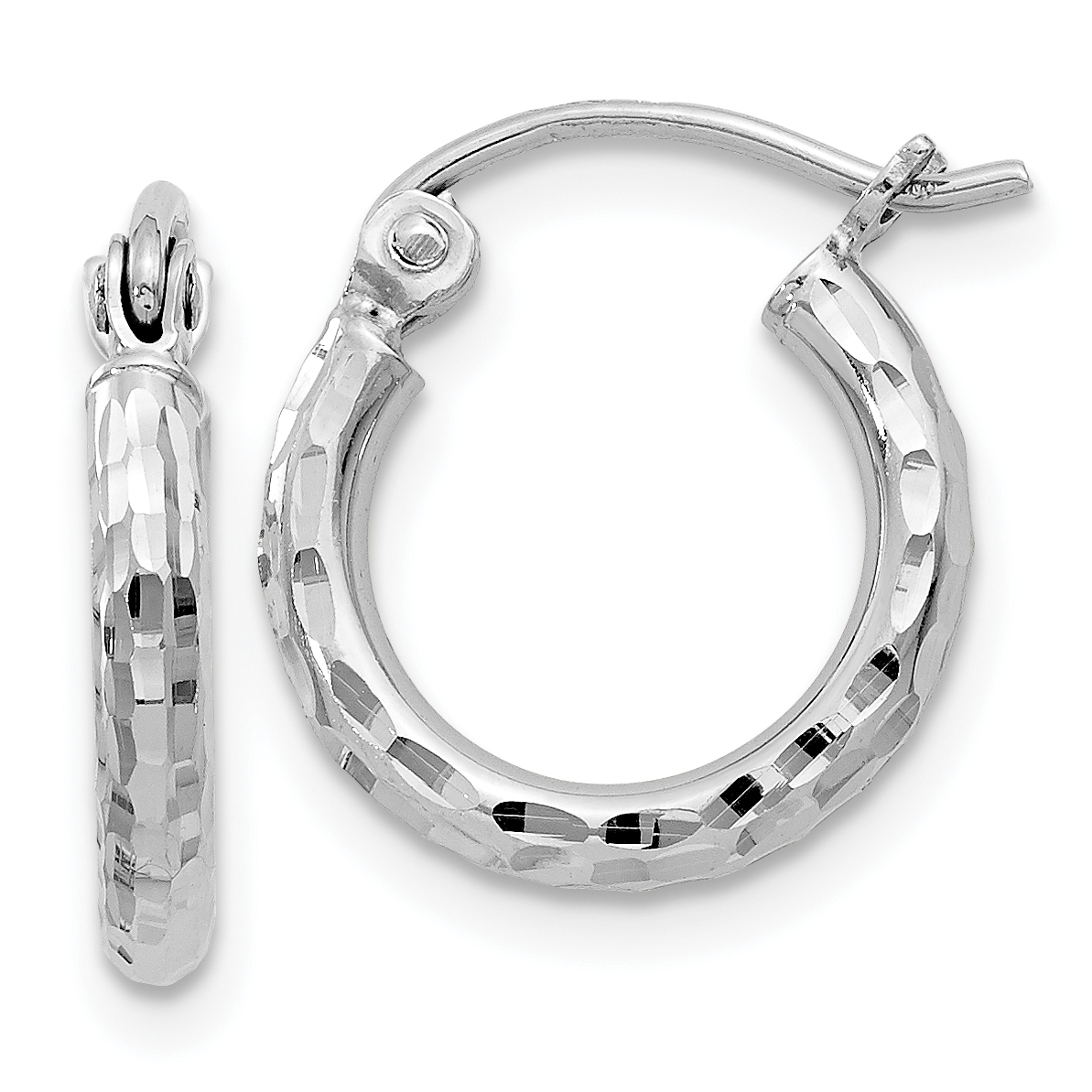  14 mm Sterling Silver 2.0mm Diamond-cut Hoop Earrings  Unknown Friendly Weight Sterling Silver - view 4