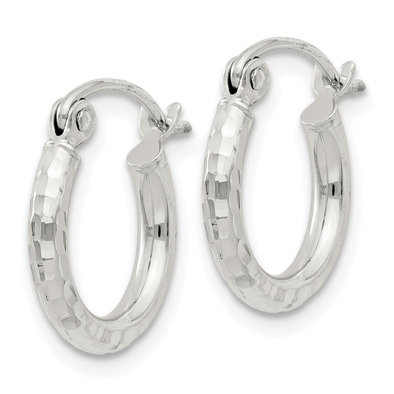  14 mm Sterling Silver 2.0mm Diamond-cut Hoop Earrings  Unknown Friendly Weight Sterling Silver - view 5