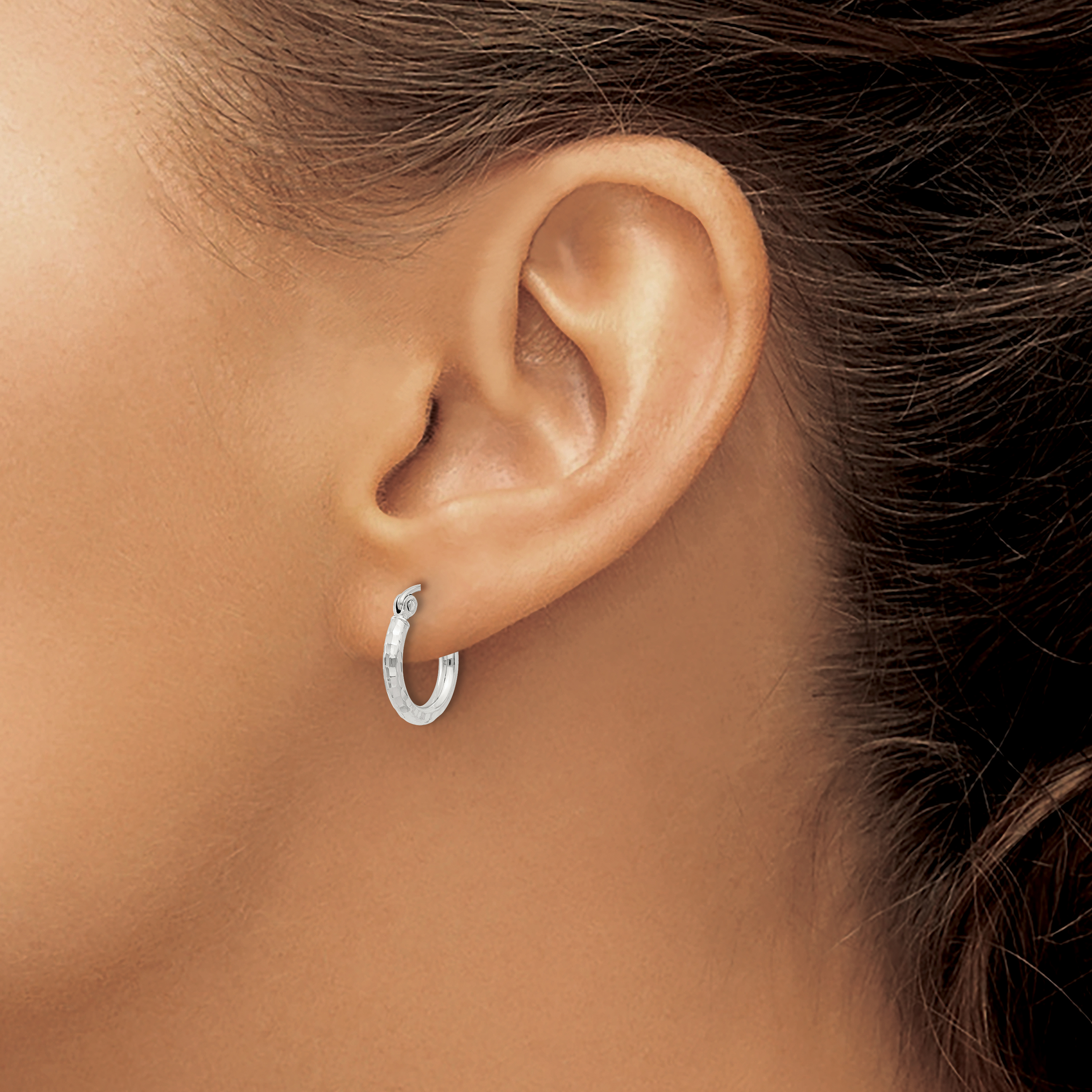  14 mm Sterling Silver 2.0mm Diamond-cut Hoop Earrings  Unknown Friendly Weight Sterling Silver - view 6