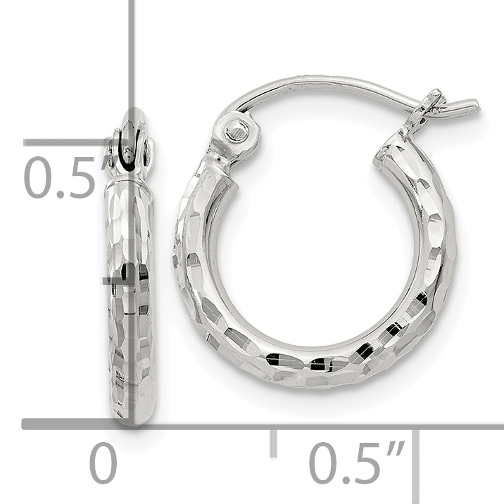  14 mm Sterling Silver 2.0mm Diamond-cut Hoop Earrings  Unknown Friendly Weight Sterling Silver - view 7