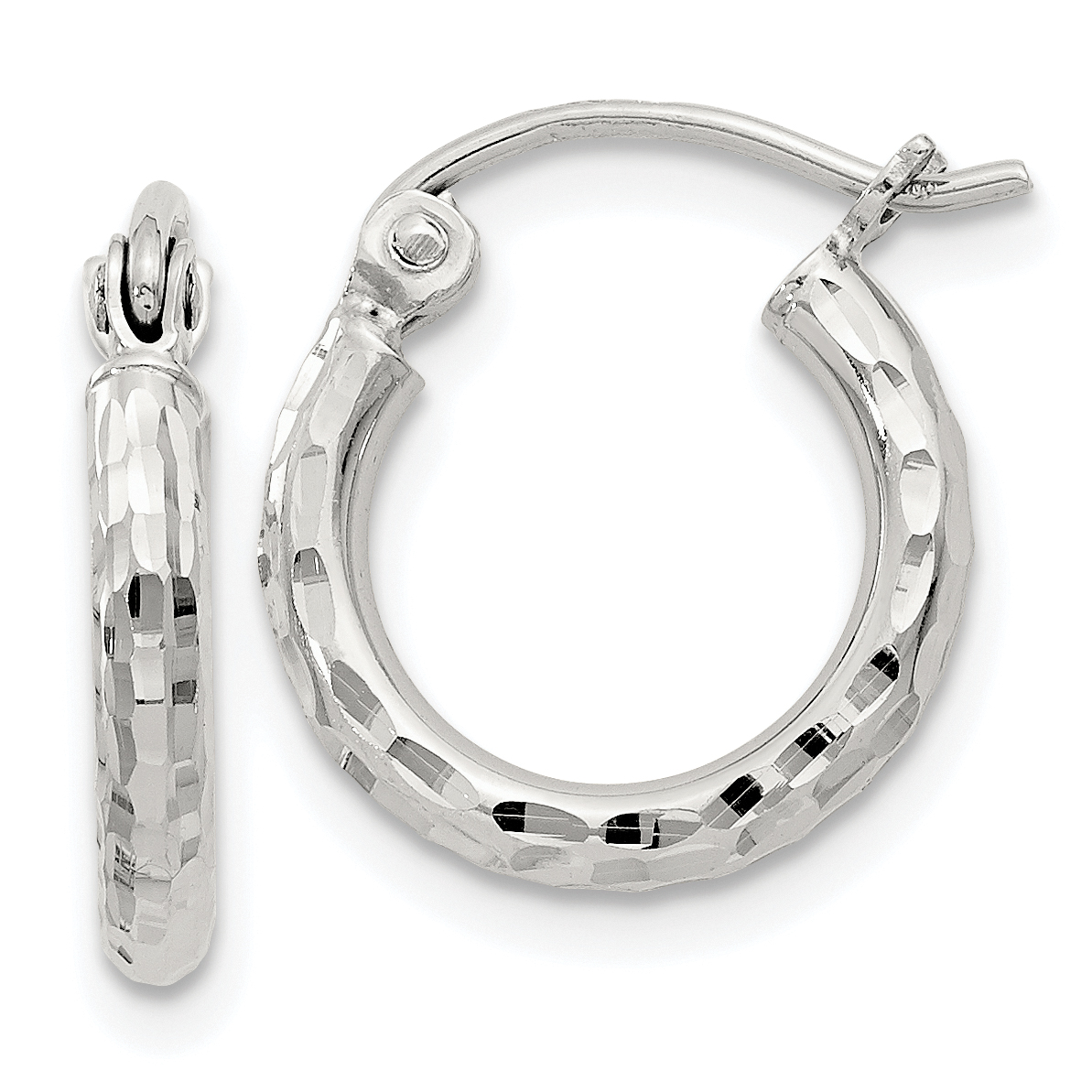  14 mm Sterling Silver 2.0mm Diamond-cut Hoop Earrings  Unknown Friendly Weight Sterling Silver - view 8