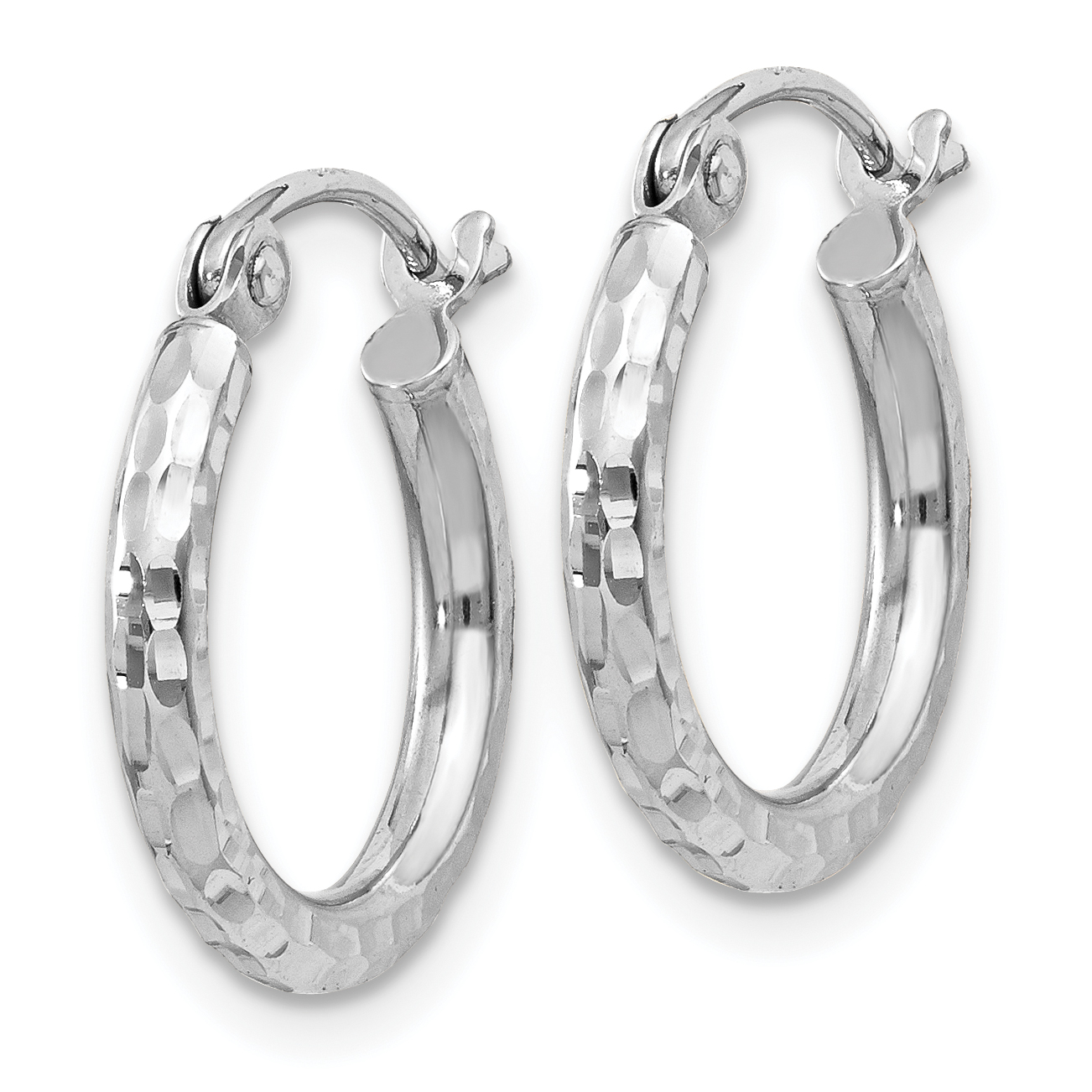  14 mm Sterling Silver 2.0mm Diamond-cut Hoop Earrings  Unknown Friendly Weight Sterling Silver - view 9