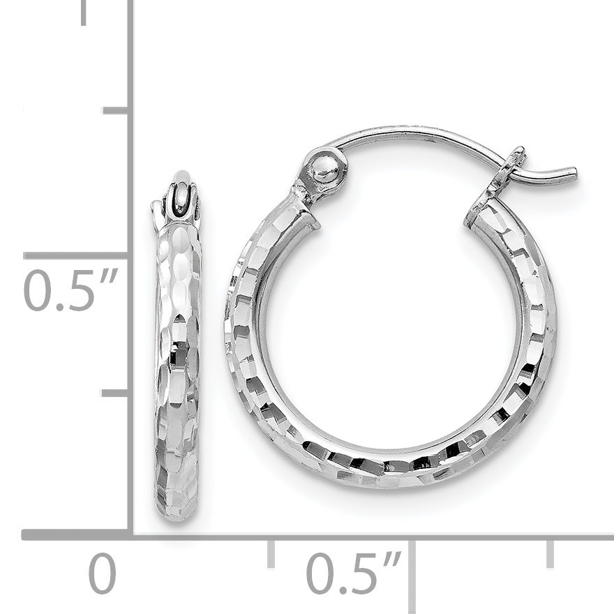  14 mm Sterling Silver 2.0mm Diamond-cut Hoop Earrings  Unknown Friendly Weight Sterling Silver - view 11