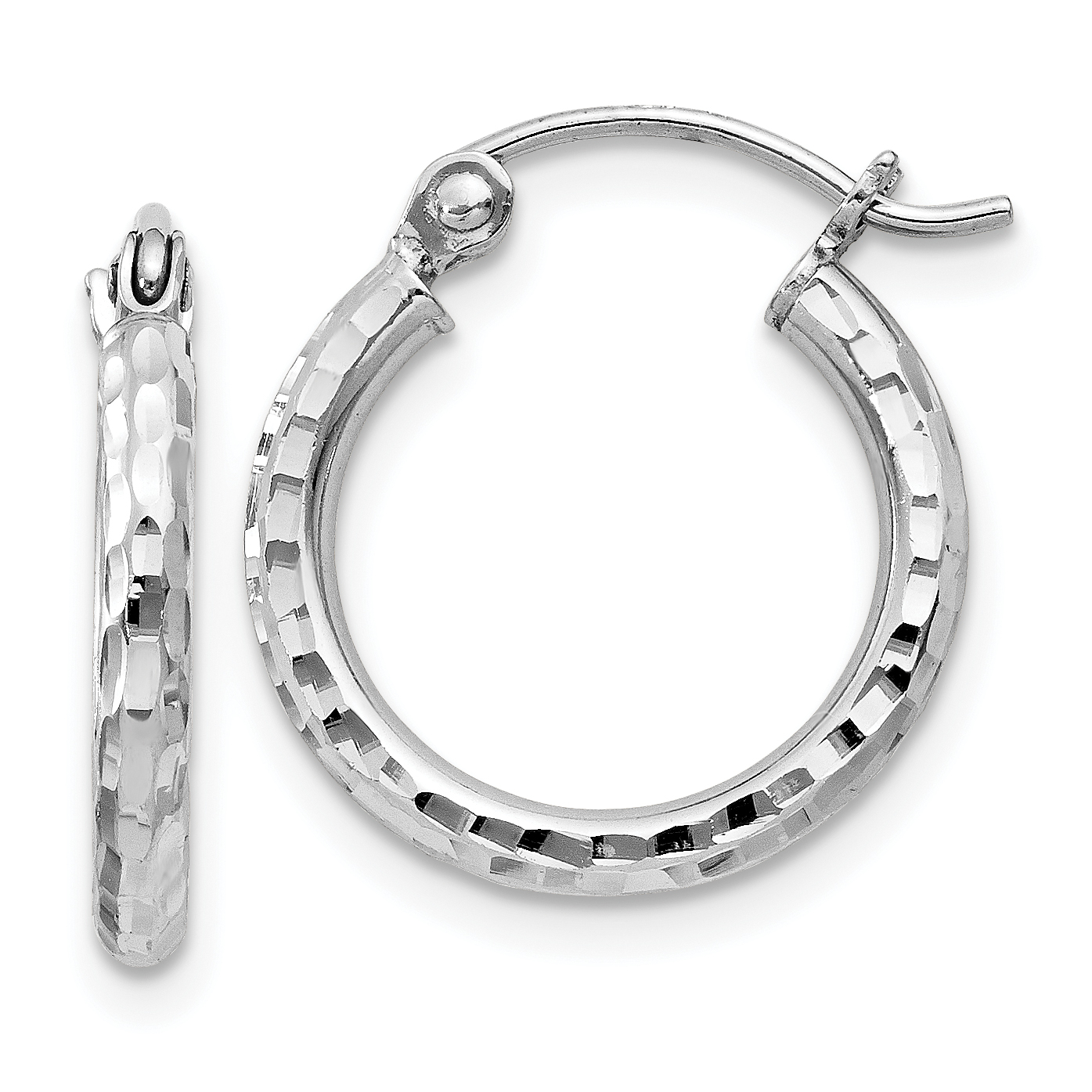  14 mm Sterling Silver 2.0mm Diamond-cut Hoop Earrings  Unknown Friendly Weight Sterling Silver - view 12