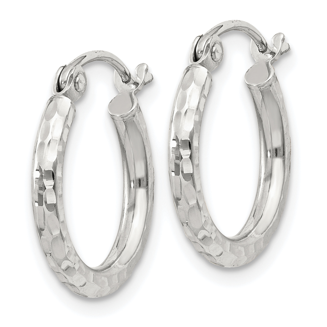  14 mm Sterling Silver 2.0mm Diamond-cut Hoop Earrings  Unknown Friendly Weight Sterling Silver - view 13