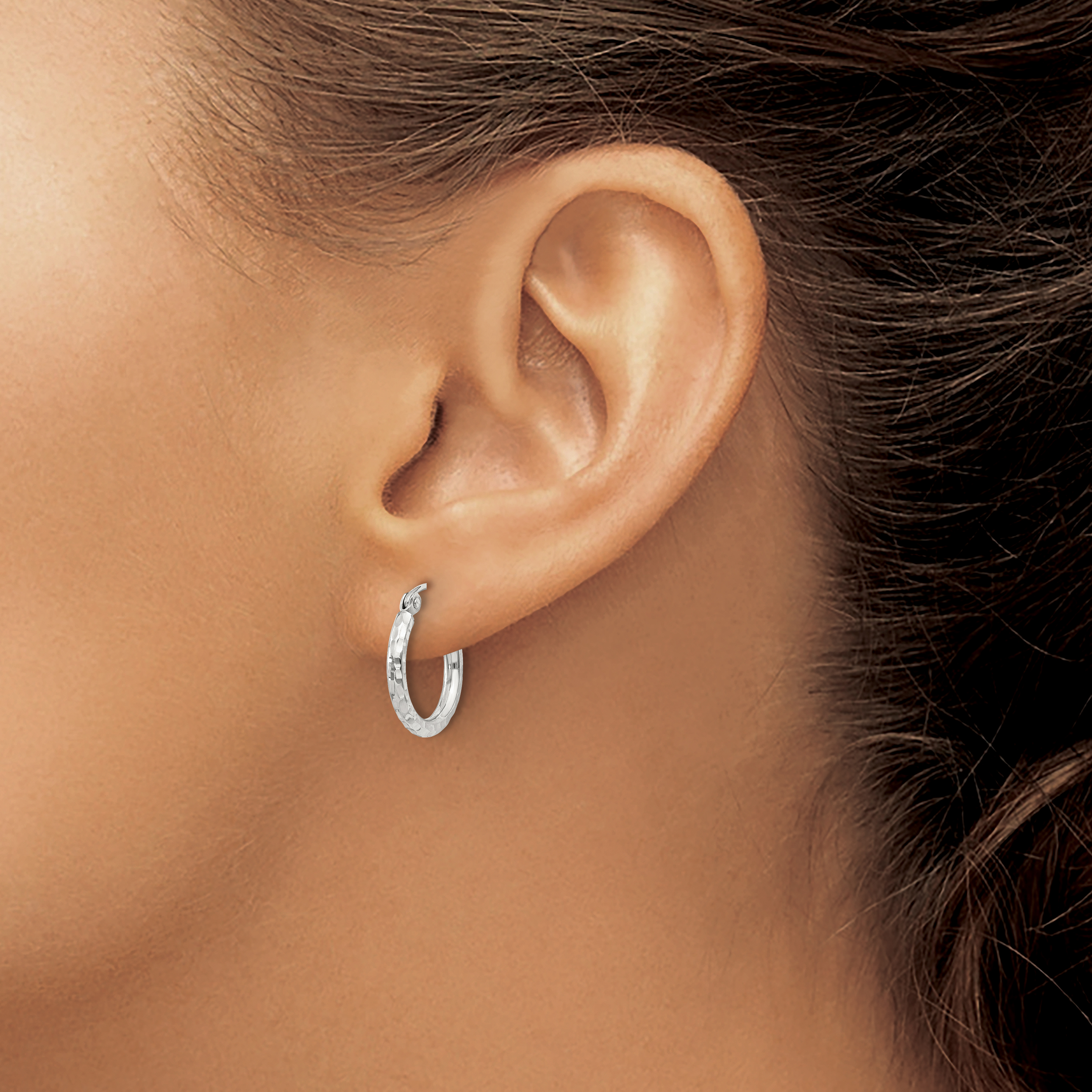  14 mm Sterling Silver 2.0mm Diamond-cut Hoop Earrings  Unknown Friendly Weight Sterling Silver - view 14