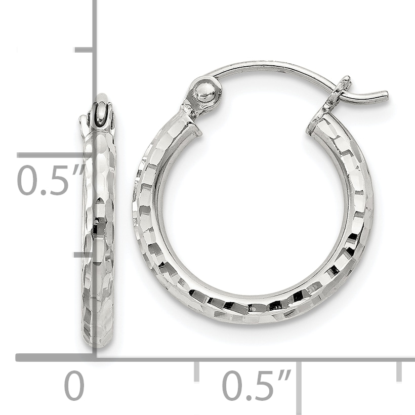  14 mm Sterling Silver 2.0mm Diamond-cut Hoop Earrings  Unknown Friendly Weight Sterling Silver - view 15