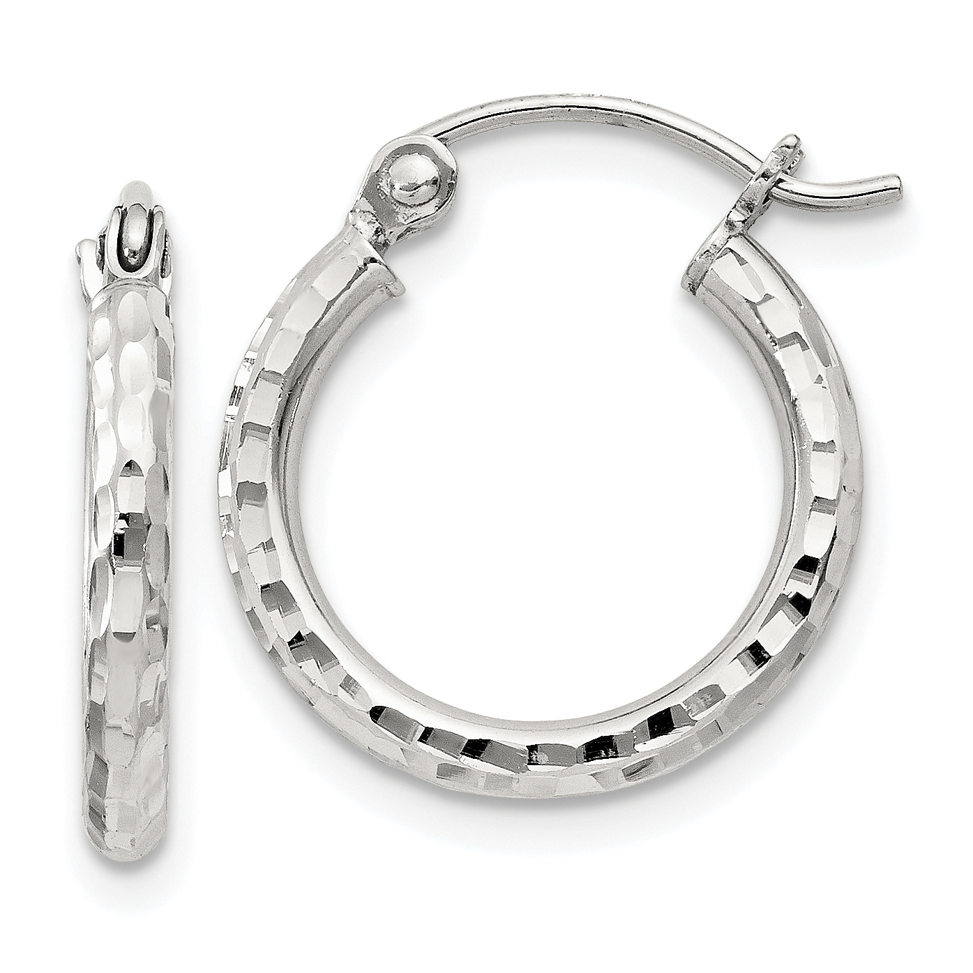  14 mm Sterling Silver 2.0mm Diamond-cut Hoop Earrings  Unknown Friendly Weight Sterling Silver - view 16
