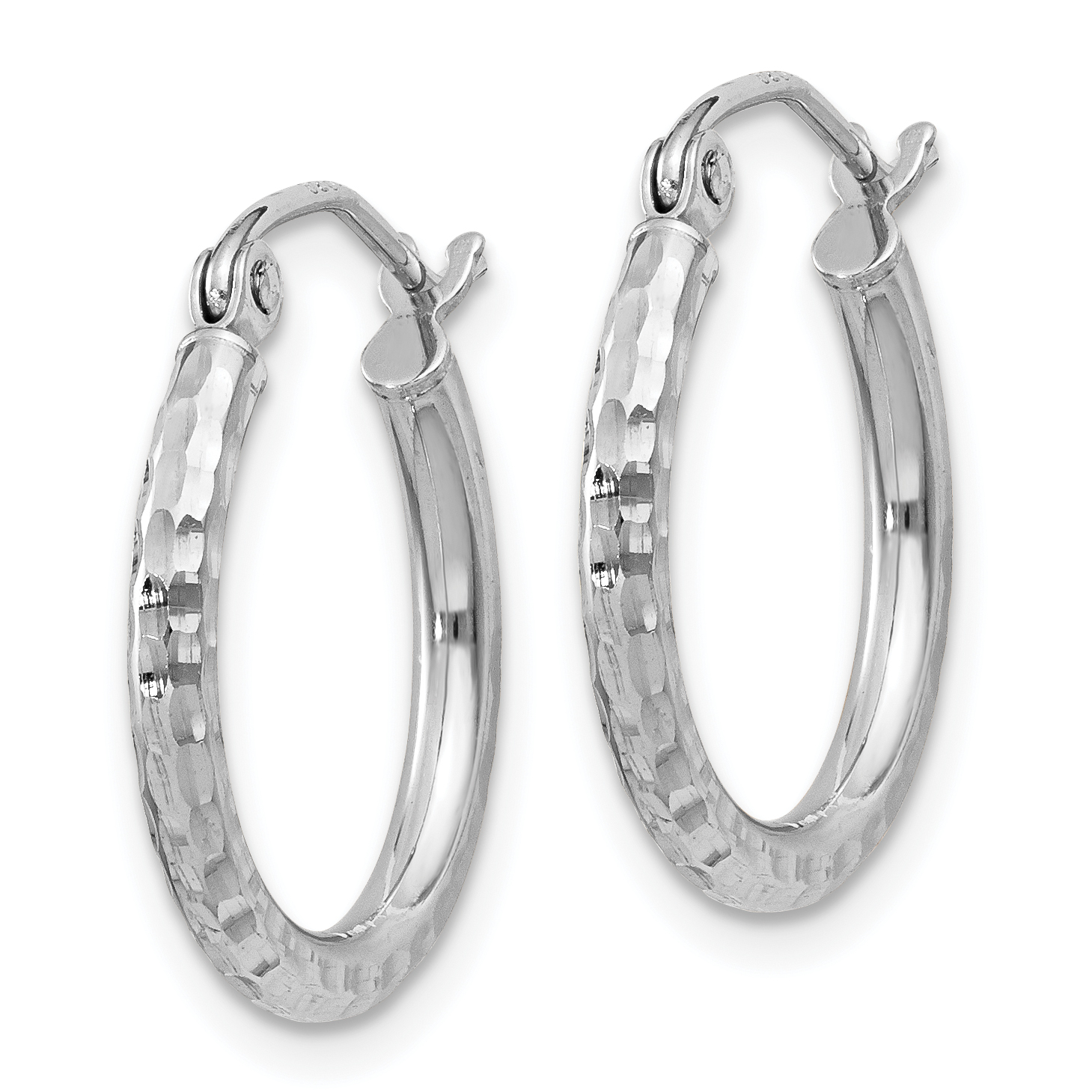  14 mm Sterling Silver 2.0mm Diamond-cut Hoop Earrings  Unknown Friendly Weight Sterling Silver - view 17