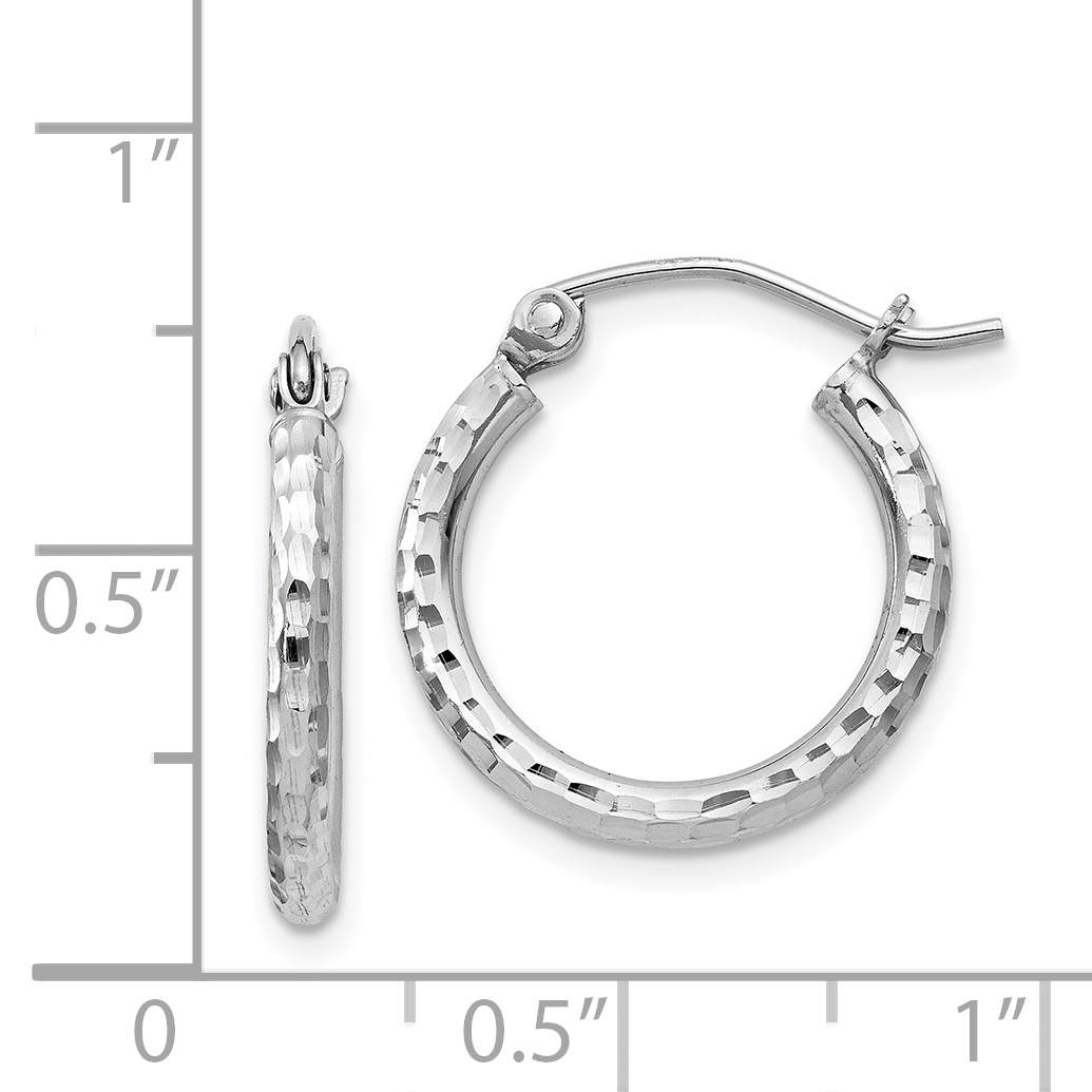  14 mm Sterling Silver 2.0mm Diamond-cut Hoop Earrings  Unknown Friendly Weight Sterling Silver - view 19