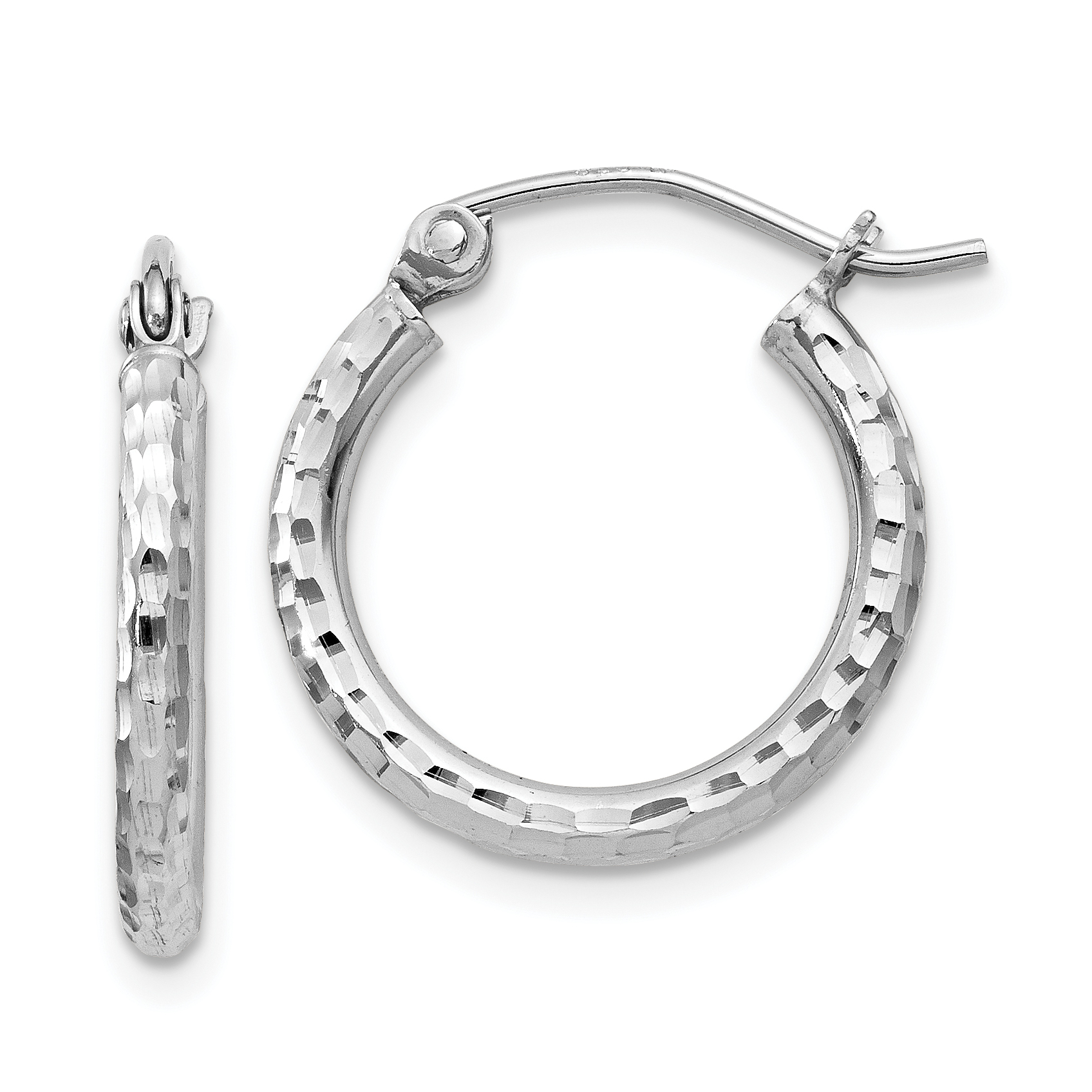  14 mm Sterling Silver 2.0mm Diamond-cut Hoop Earrings  Unknown Friendly Weight Sterling Silver - view 20