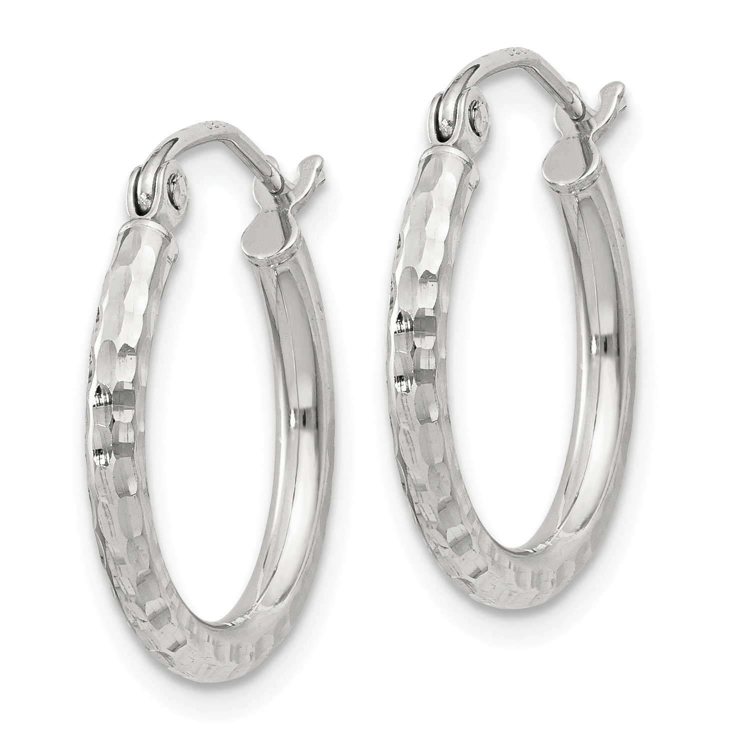 14 mm Sterling Silver 2.0mm Diamond-cut Hoop Earrings  Unknown Friendly Weight Sterling Silver - view 21