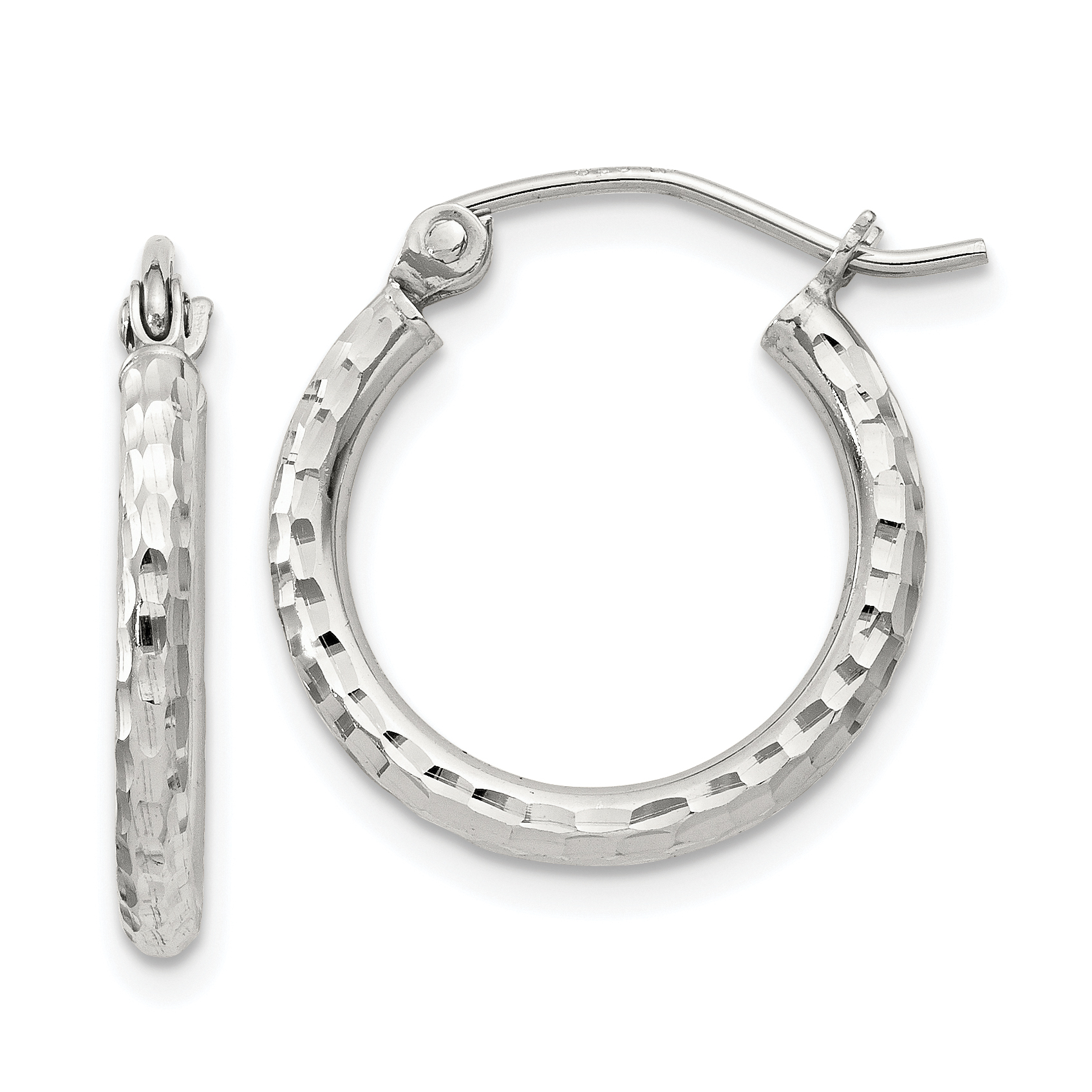  14 mm Sterling Silver 2.0mm Diamond-cut Hoop Earrings  Unknown Friendly Weight Sterling Silver - view 24
