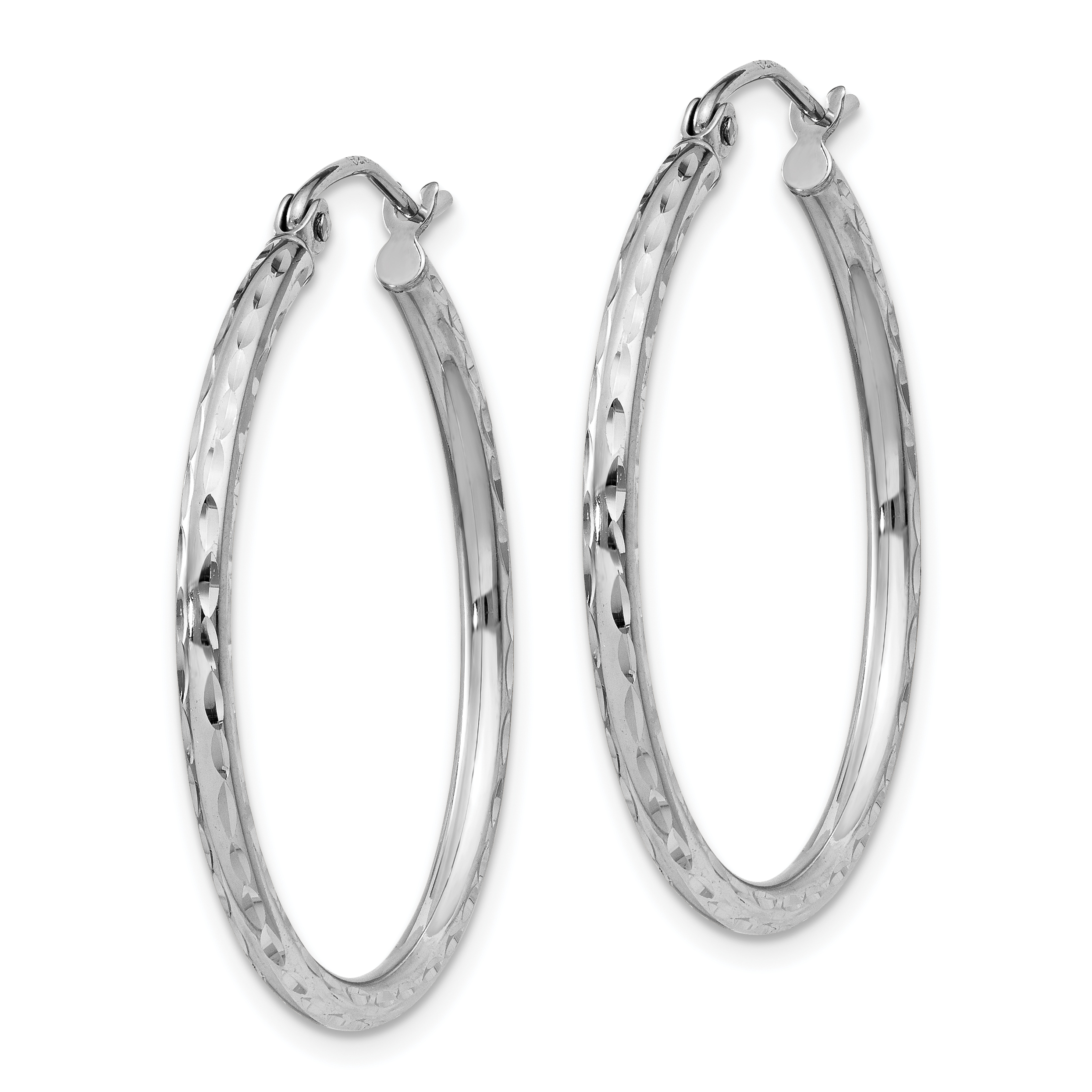  14 mm Sterling Silver 2.0mm Diamond-cut Hoop Earrings  Unknown Friendly Weight Sterling Silver - view 41