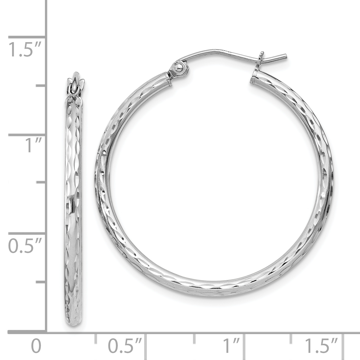  14 mm Sterling Silver 2.0mm Diamond-cut Hoop Earrings  Unknown Friendly Weight Sterling Silver - view 43