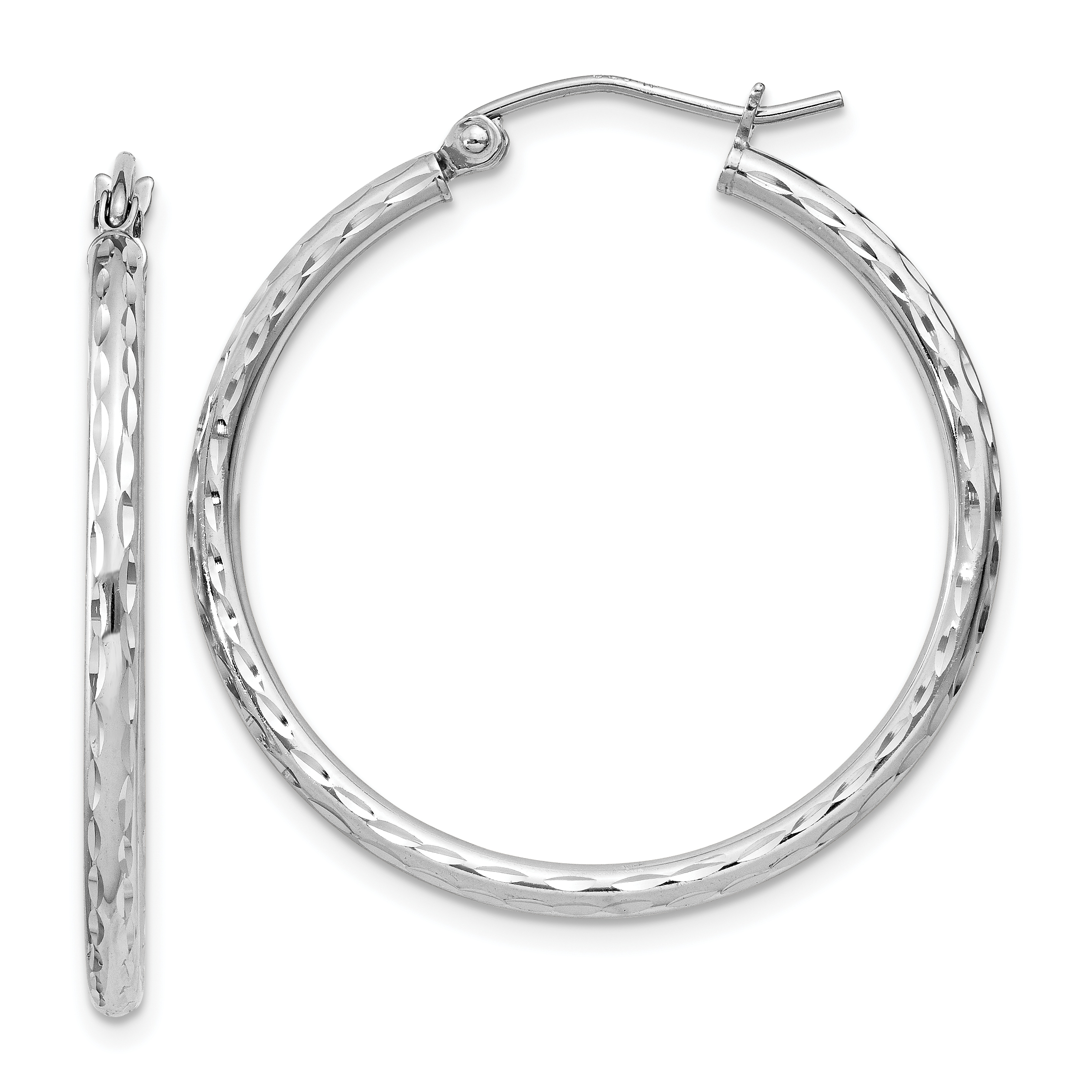  14 mm Sterling Silver 2.0mm Diamond-cut Hoop Earrings  Unknown Friendly Weight Sterling Silver - view 44