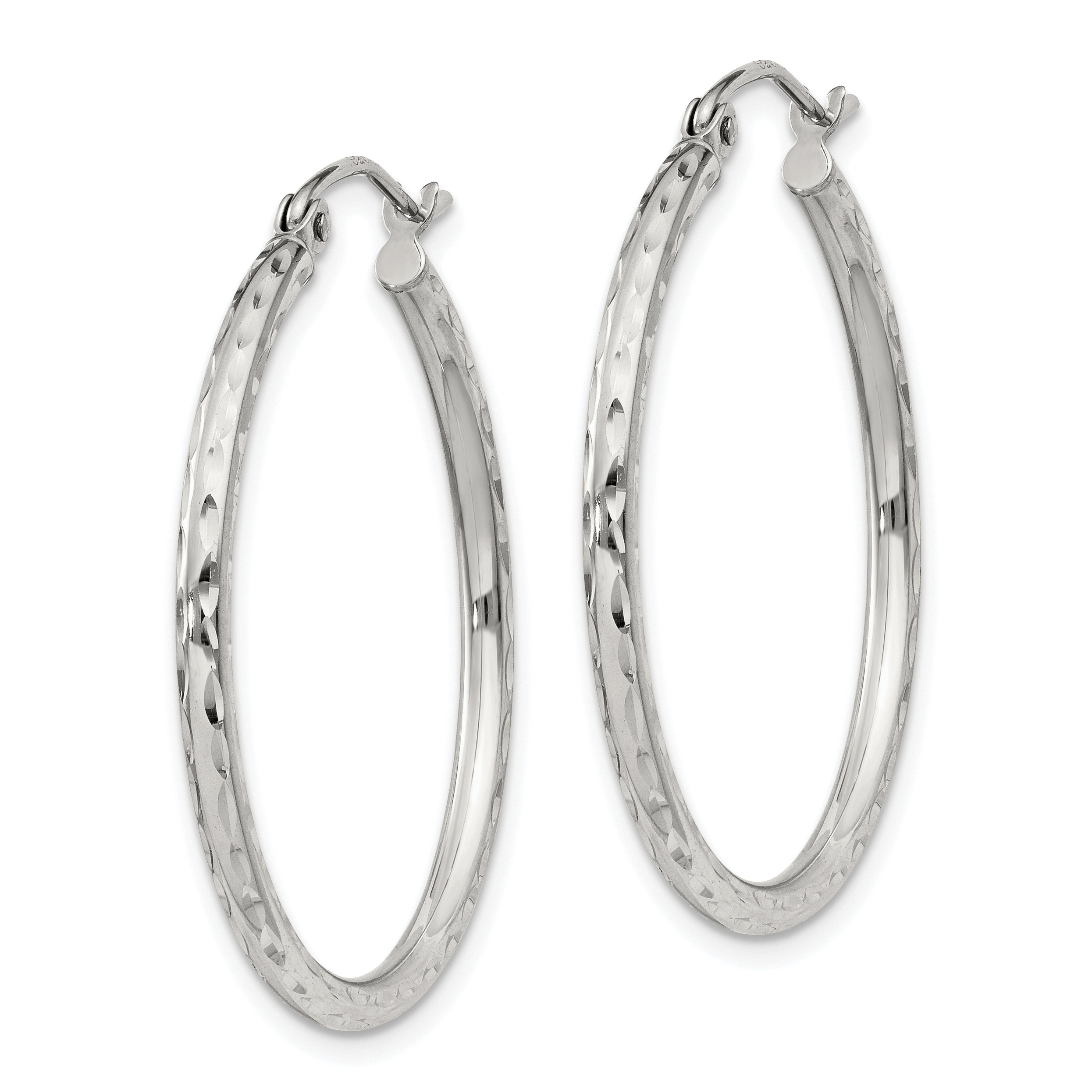  14 mm Sterling Silver 2.0mm Diamond-cut Hoop Earrings  Unknown Friendly Weight Sterling Silver - view 45
