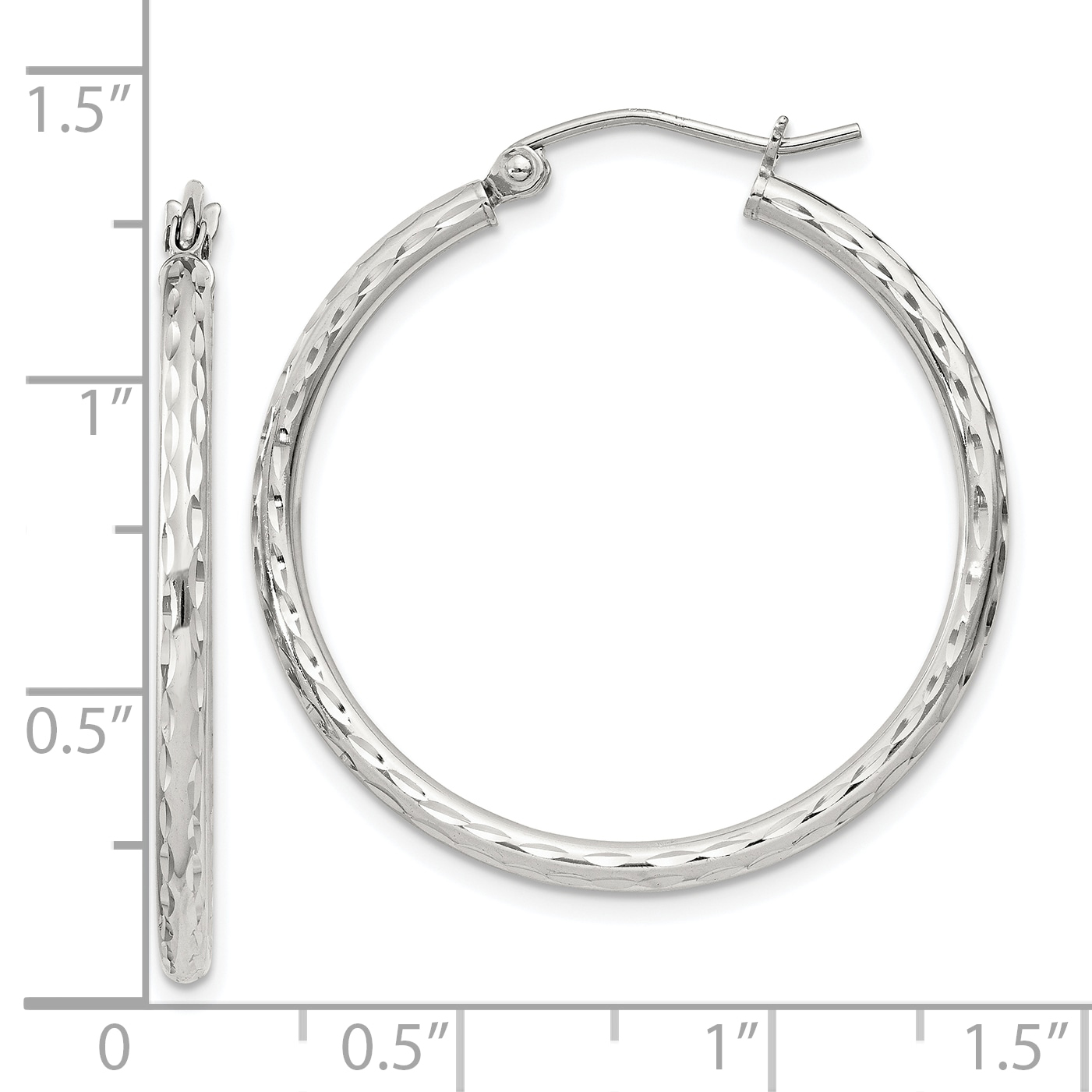  14 mm Sterling Silver 2.0mm Diamond-cut Hoop Earrings  Unknown Friendly Weight Sterling Silver - view 47