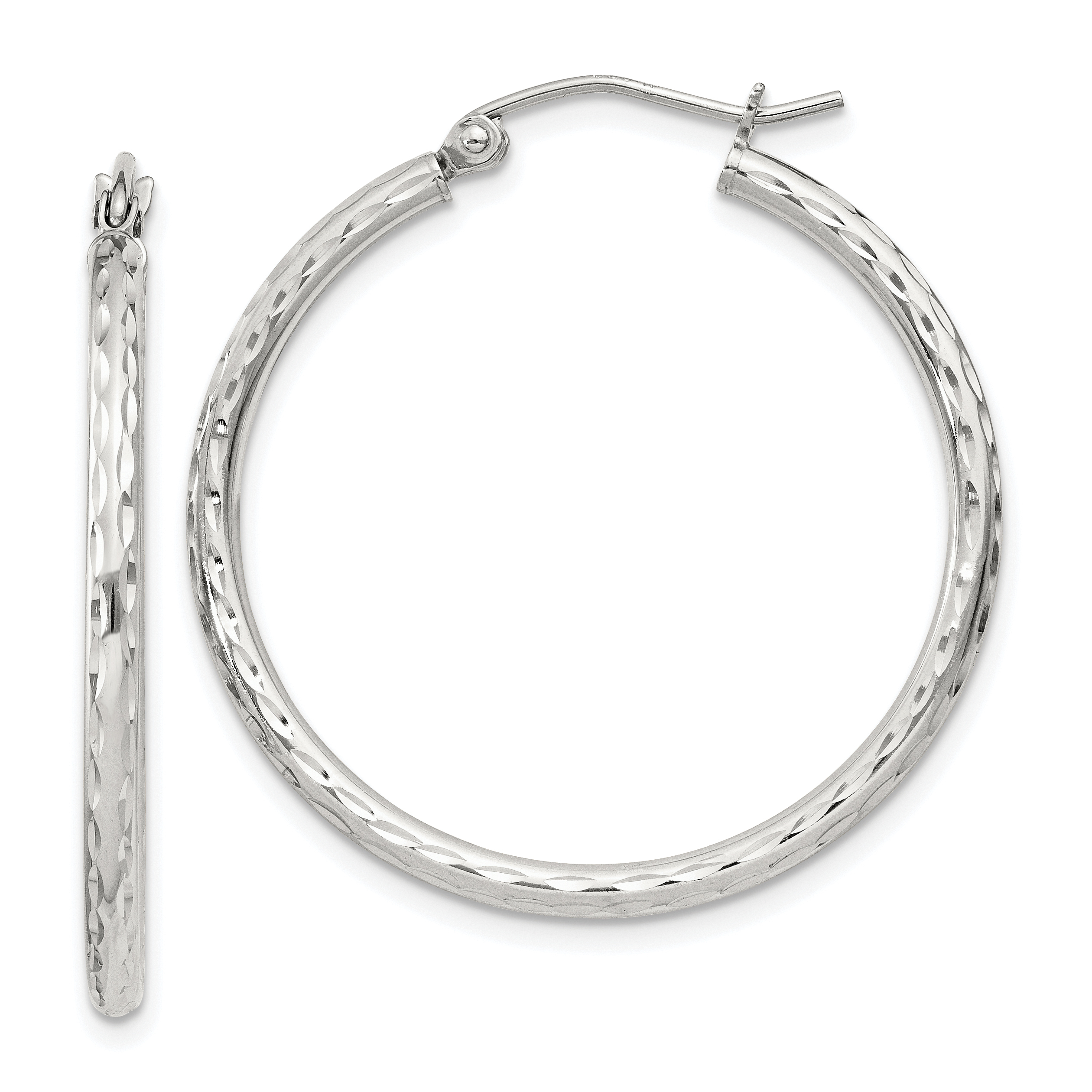  14 mm Sterling Silver 2.0mm Diamond-cut Hoop Earrings  Unknown Friendly Weight Sterling Silver - view 48
