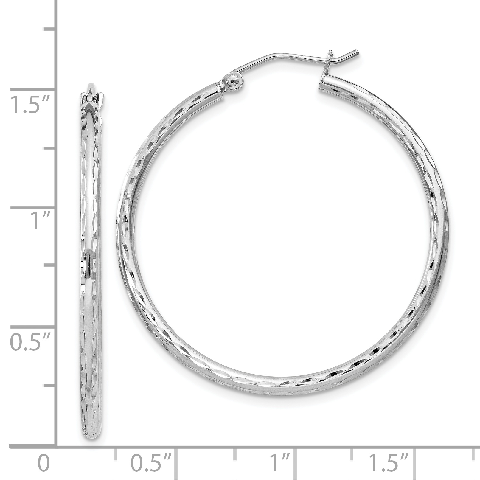  14 mm Sterling Silver 2.0mm Diamond-cut Hoop Earrings  Unknown Friendly Weight Sterling Silver - view 51
