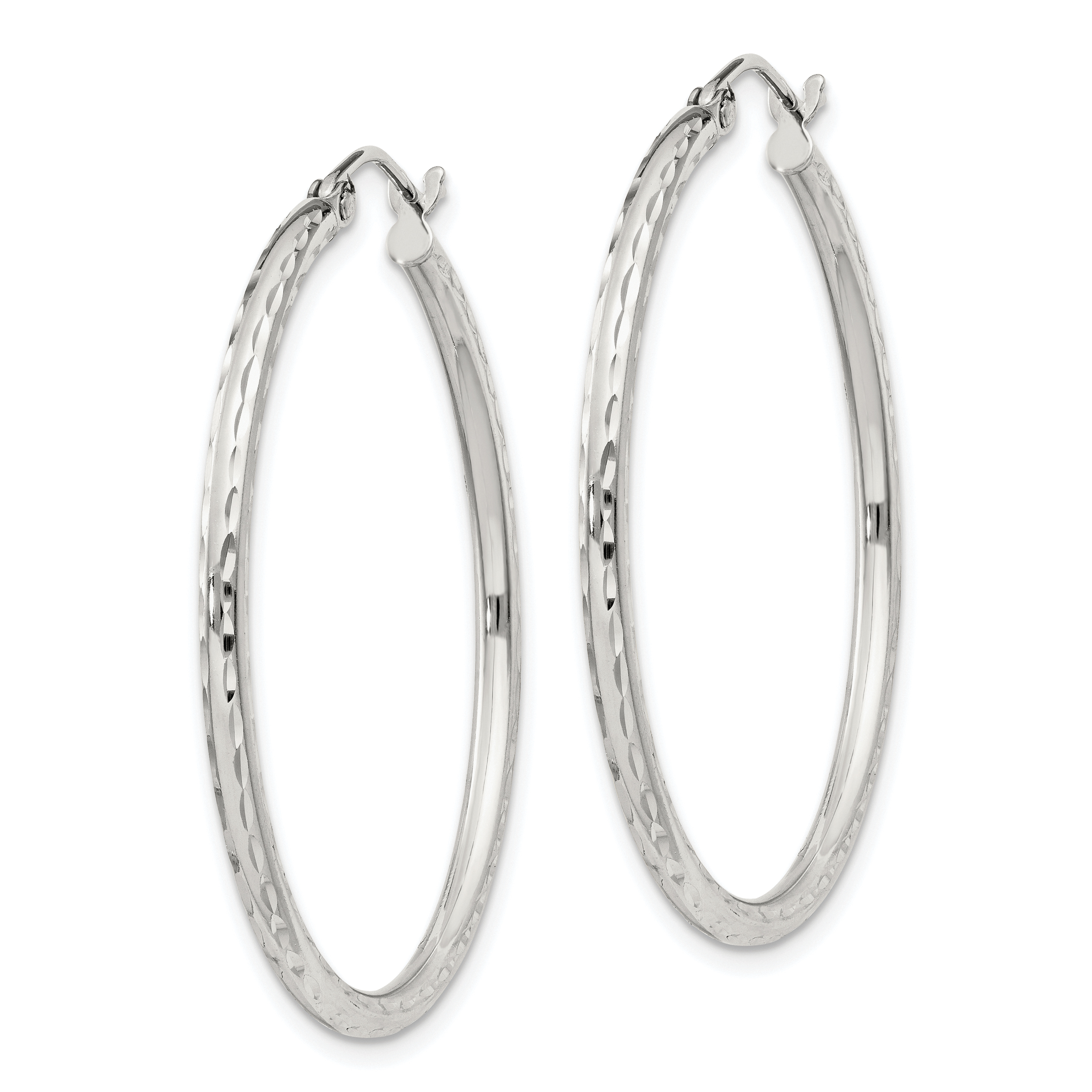  14 mm Sterling Silver 2.0mm Diamond-cut Hoop Earrings  Unknown Friendly Weight Sterling Silver - view 53