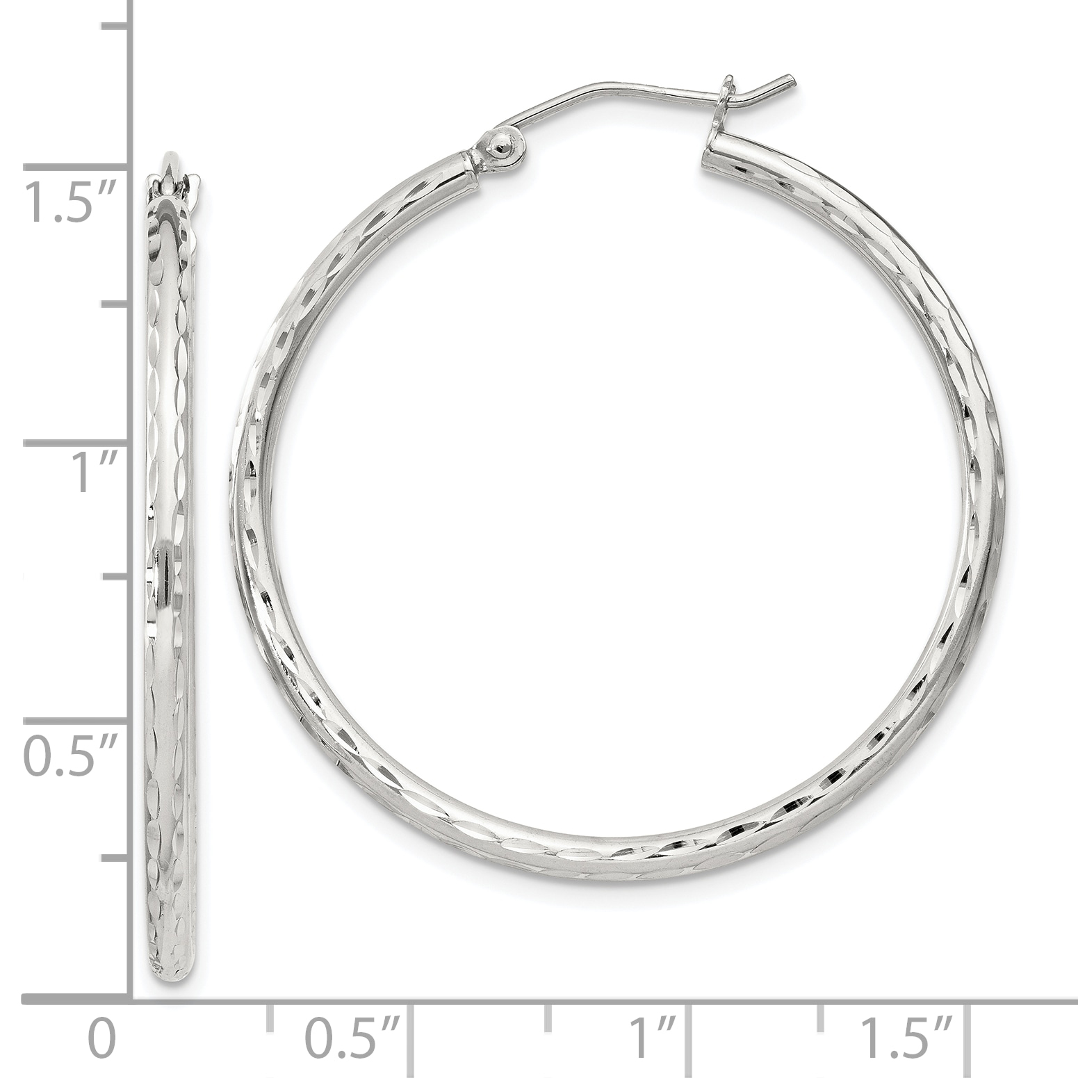  14 mm Sterling Silver 2.0mm Diamond-cut Hoop Earrings  Unknown Friendly Weight Sterling Silver - view 55