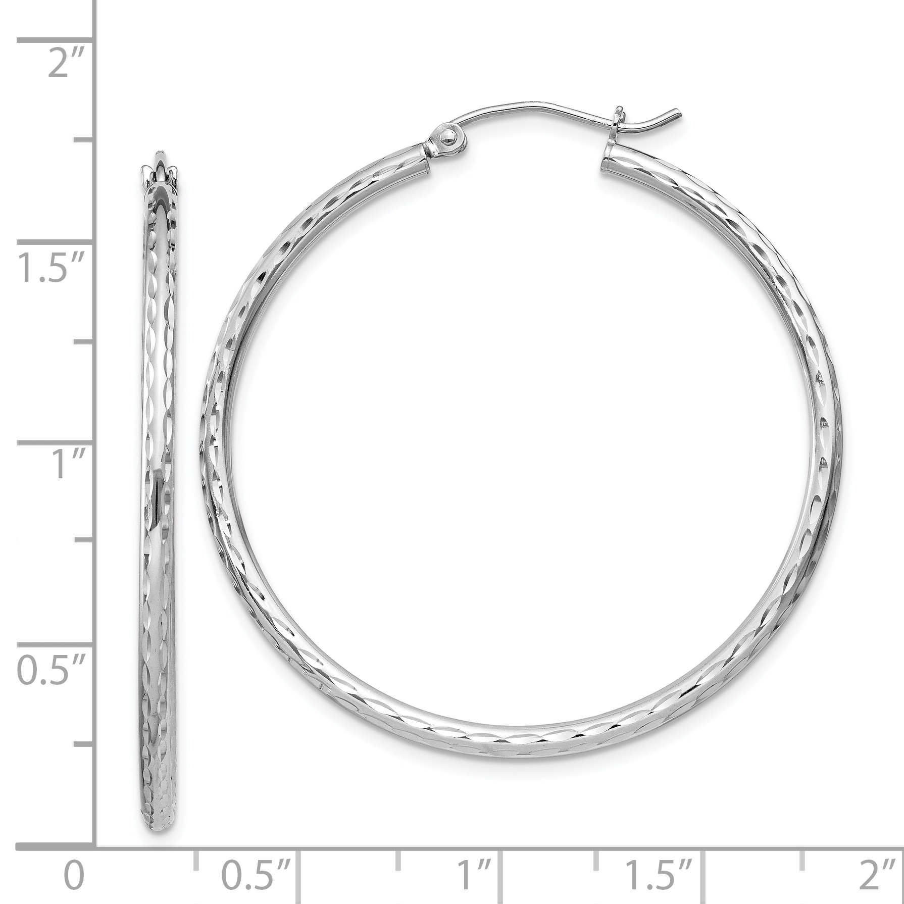  14 mm Sterling Silver 2.0mm Diamond-cut Hoop Earrings  Unknown Friendly Weight Sterling Silver - view 59
