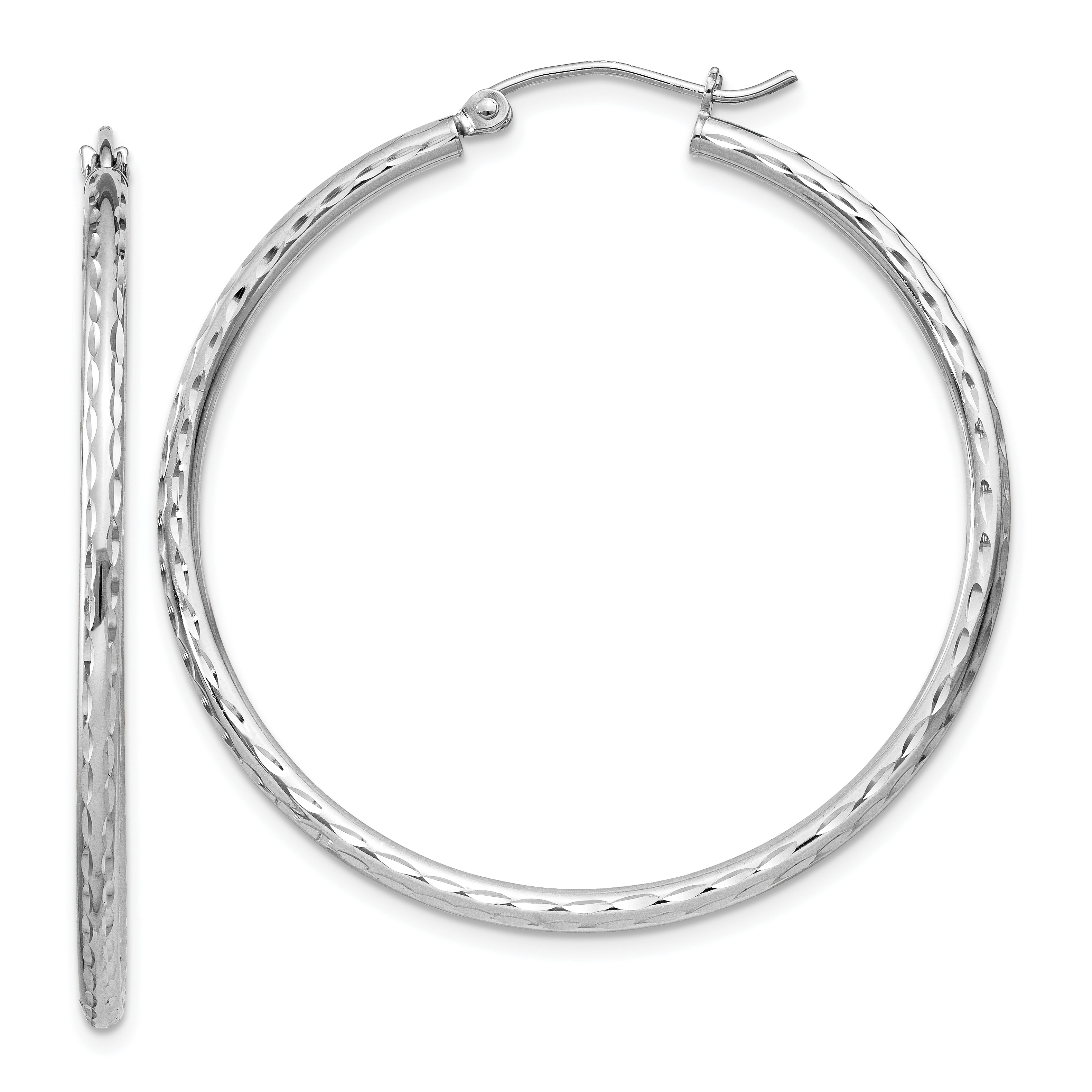  14 mm Sterling Silver 2.0mm Diamond-cut Hoop Earrings  Unknown Friendly Weight Sterling Silver - view 60