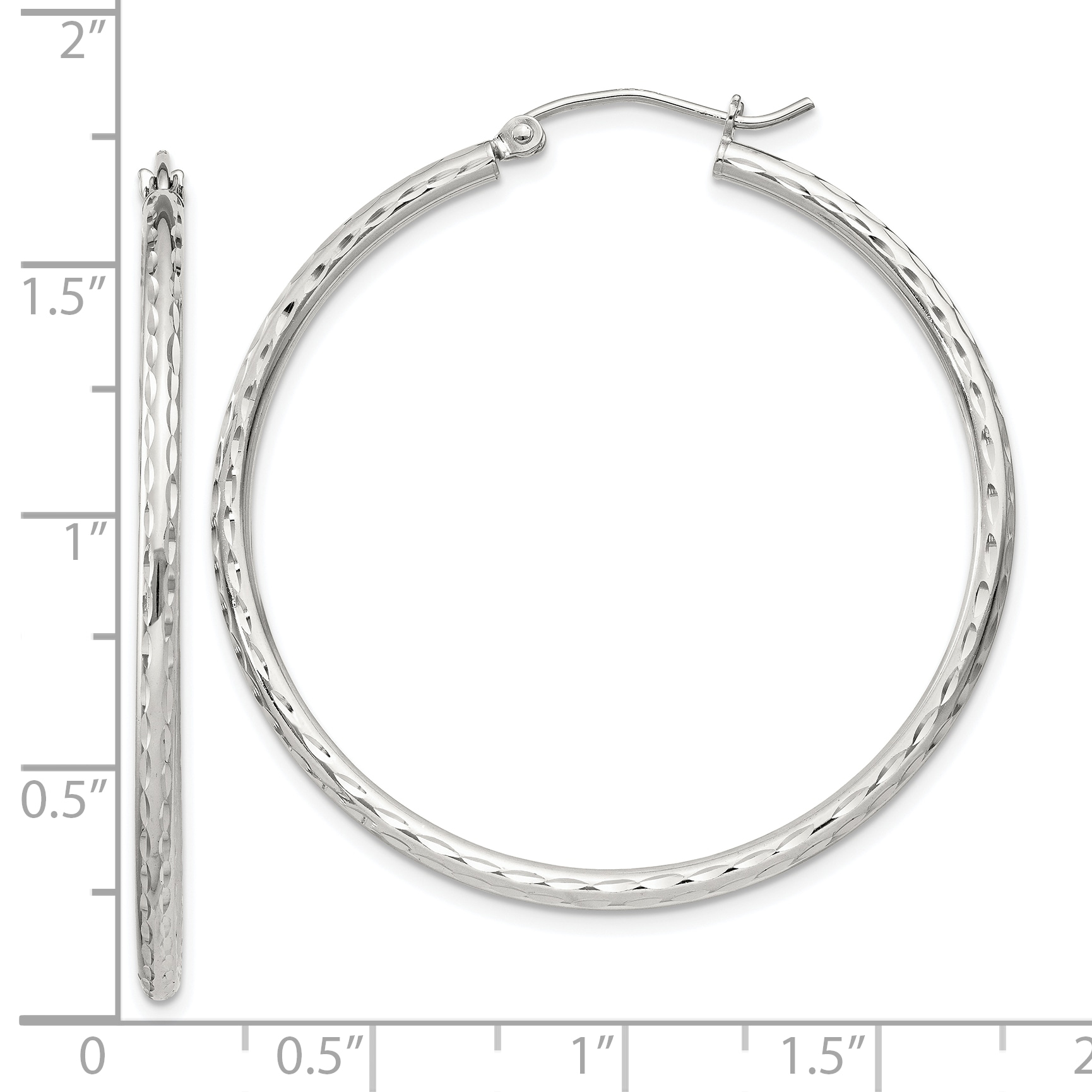  14 mm Sterling Silver 2.0mm Diamond-cut Hoop Earrings  Unknown Friendly Weight Sterling Silver - view 63