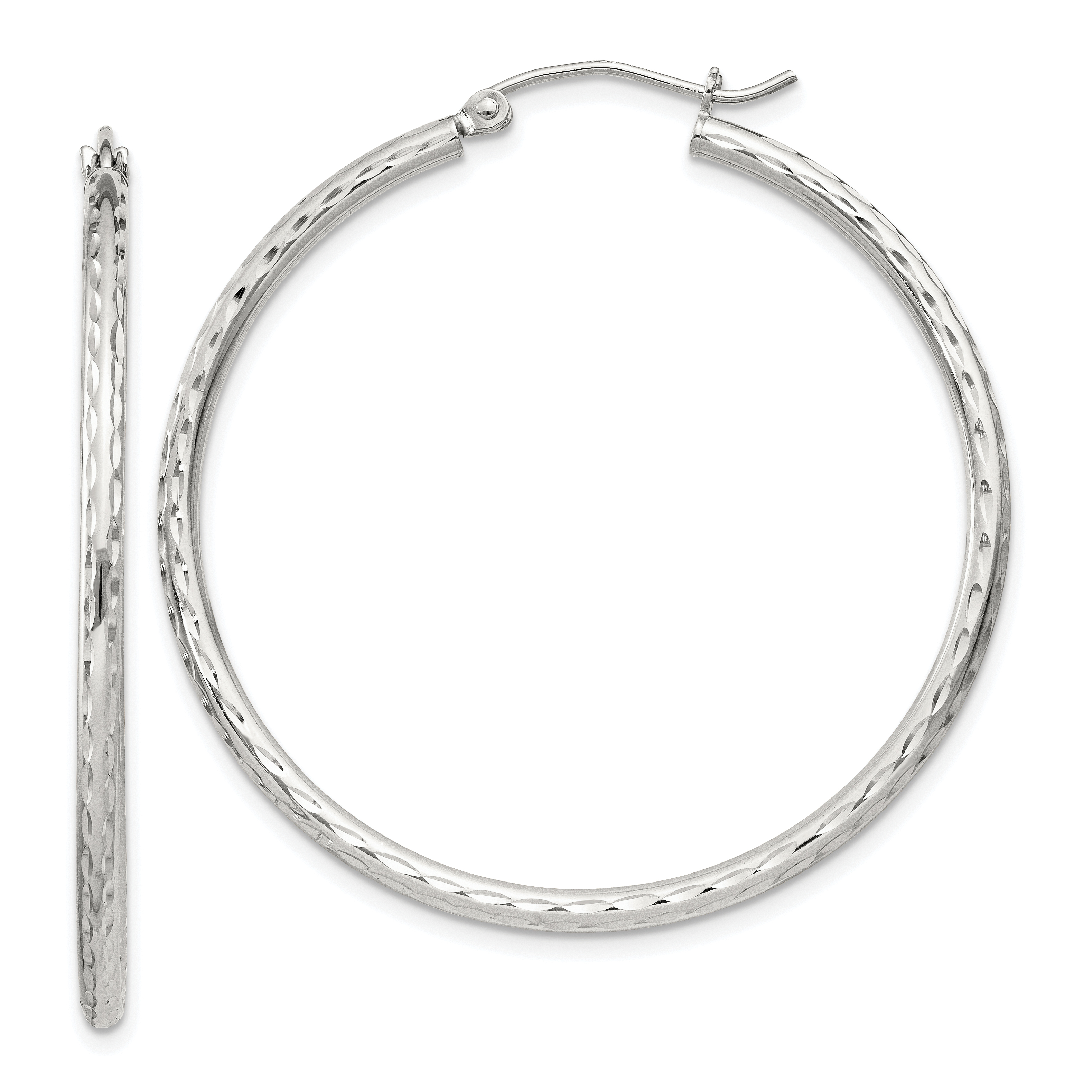  14 mm Sterling Silver 2.0mm Diamond-cut Hoop Earrings  Unknown Friendly Weight Sterling Silver - view 64
