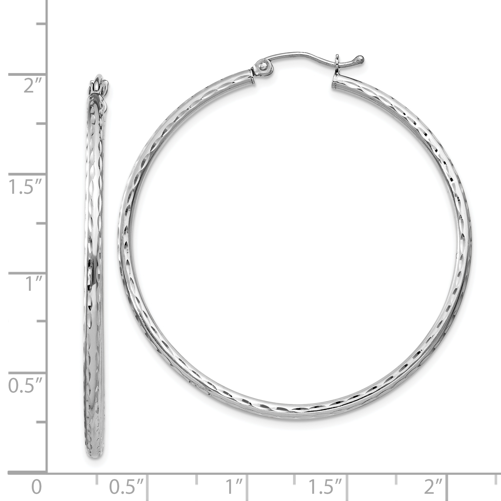  14 mm Sterling Silver 2.0mm Diamond-cut Hoop Earrings  Unknown Friendly Weight Sterling Silver - view 67