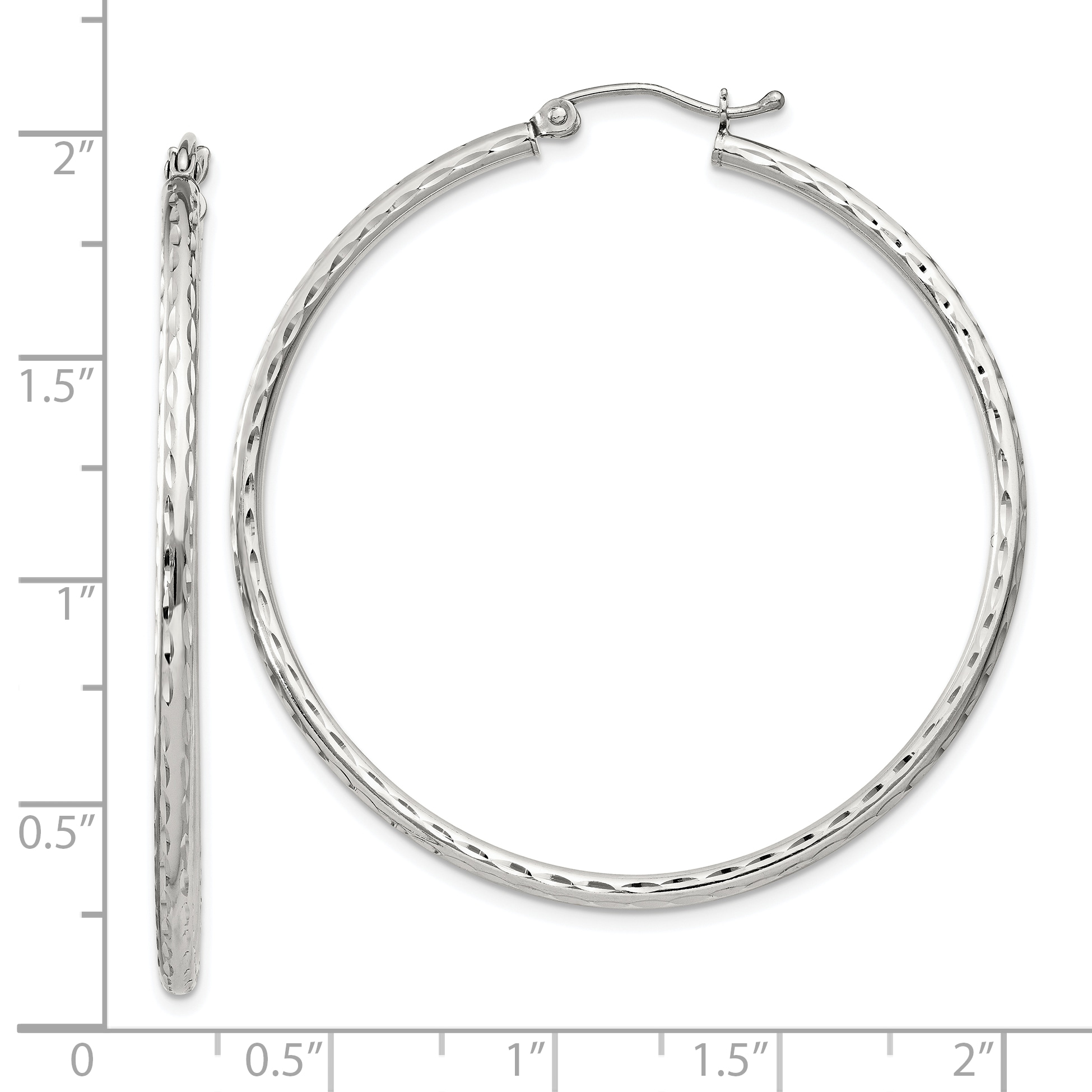  14 mm Sterling Silver 2.0mm Diamond-cut Hoop Earrings  Unknown Friendly Weight Sterling Silver - view 71