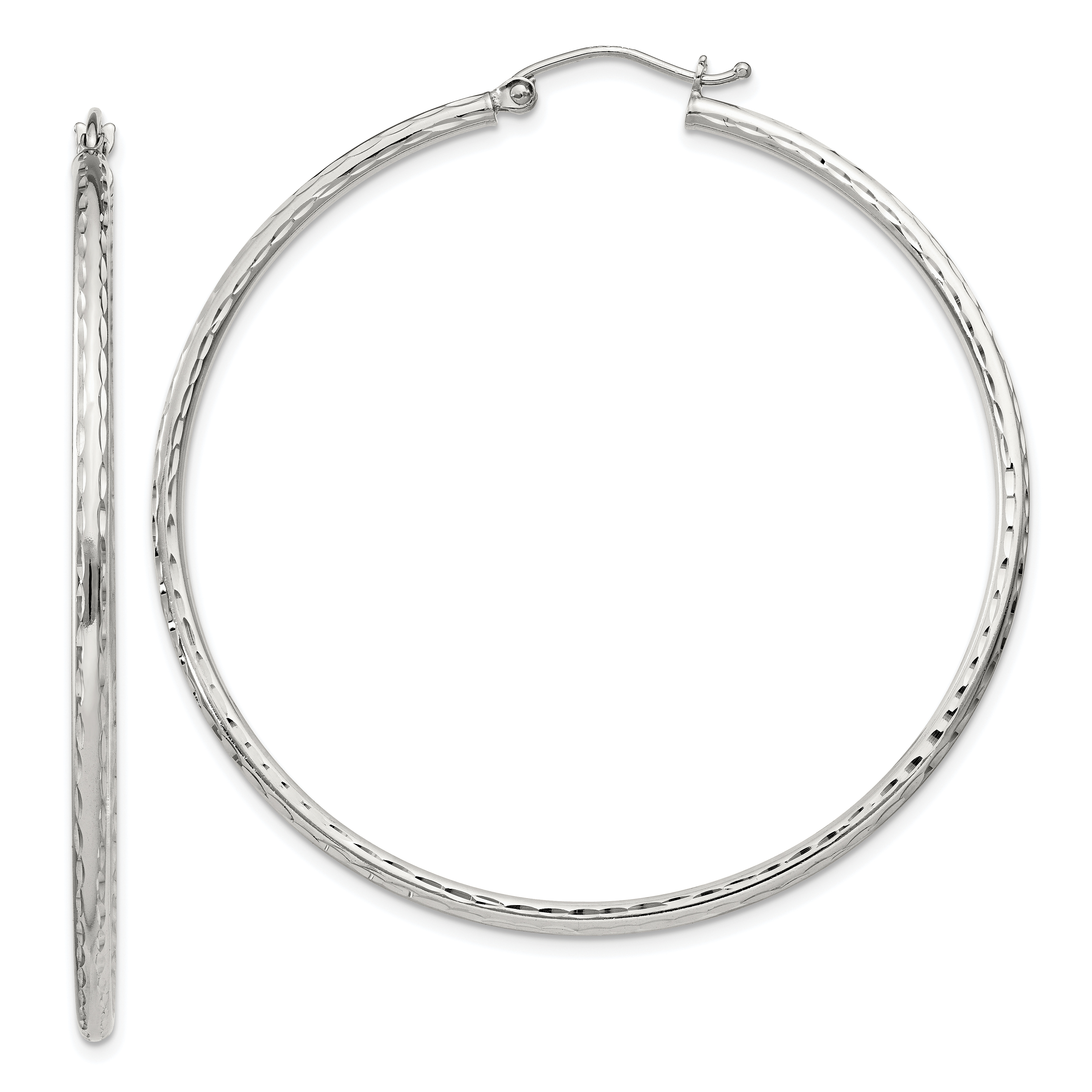  14 mm Sterling Silver 2.0mm Diamond-cut Hoop Earrings  Unknown Friendly Weight Sterling Silver - view 80