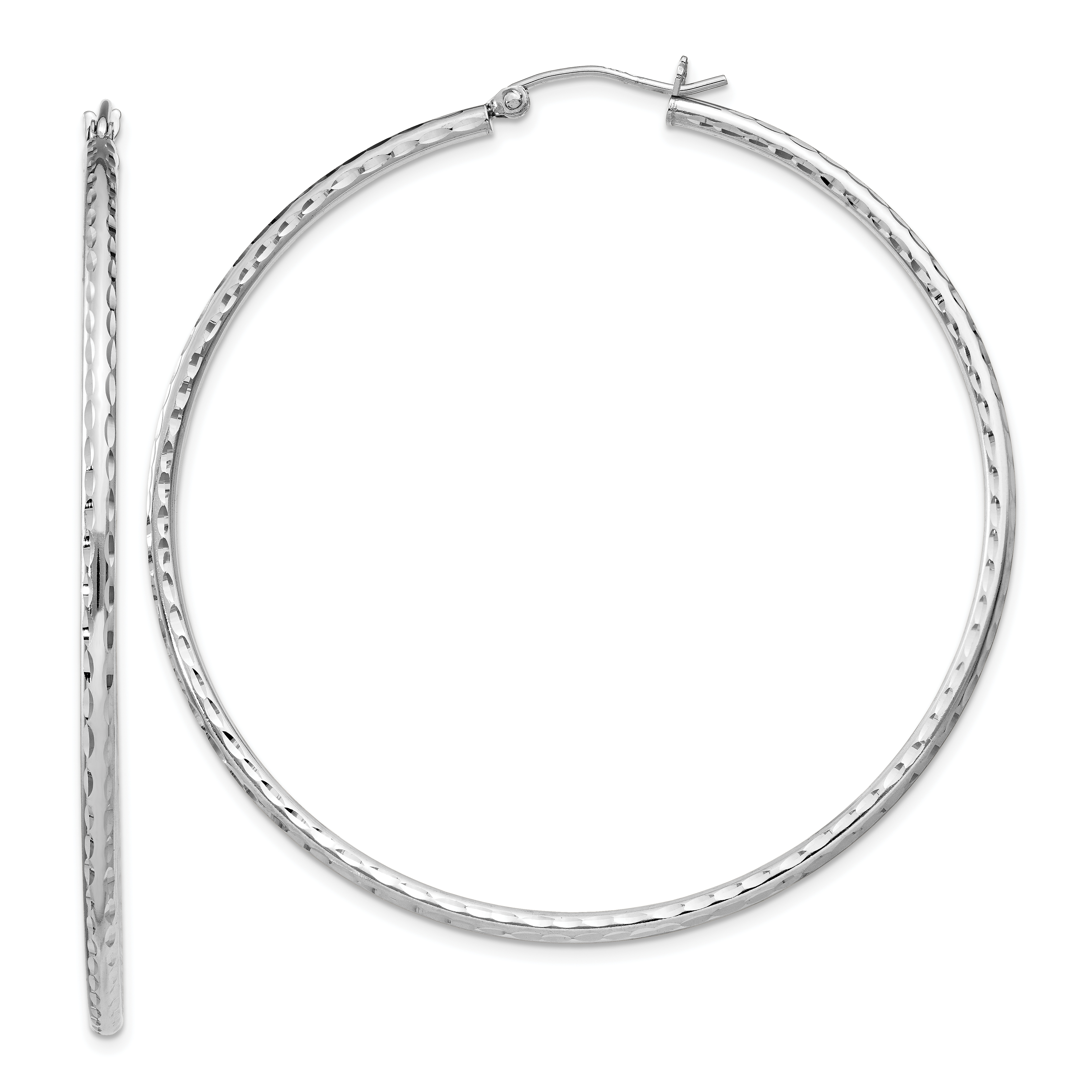  14 mm Sterling Silver 2.0mm Diamond-cut Hoop Earrings  Unknown Friendly Weight Sterling Silver - view 84
