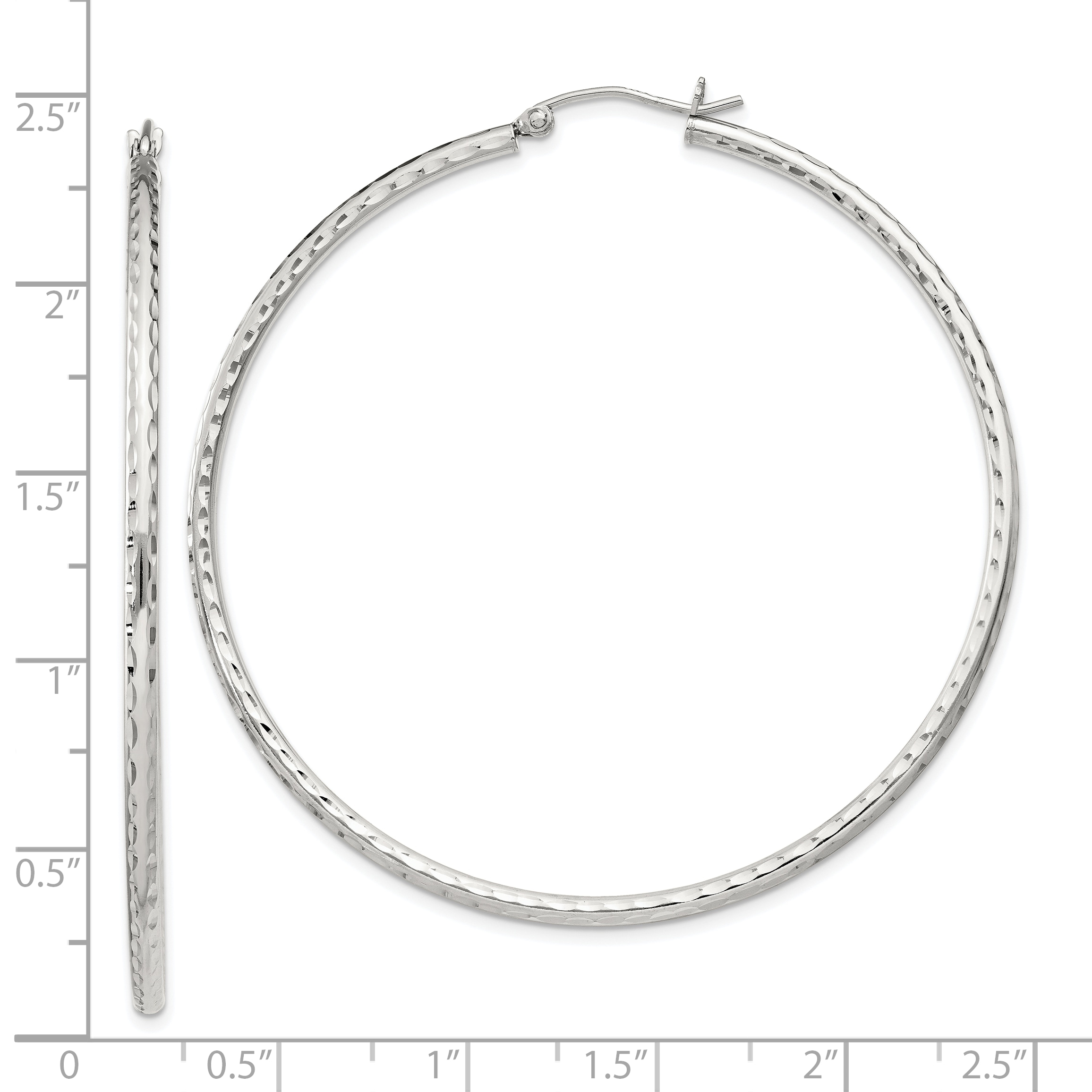  14 mm Sterling Silver 2.0mm Diamond-cut Hoop Earrings  Unknown Friendly Weight Sterling Silver - view 87