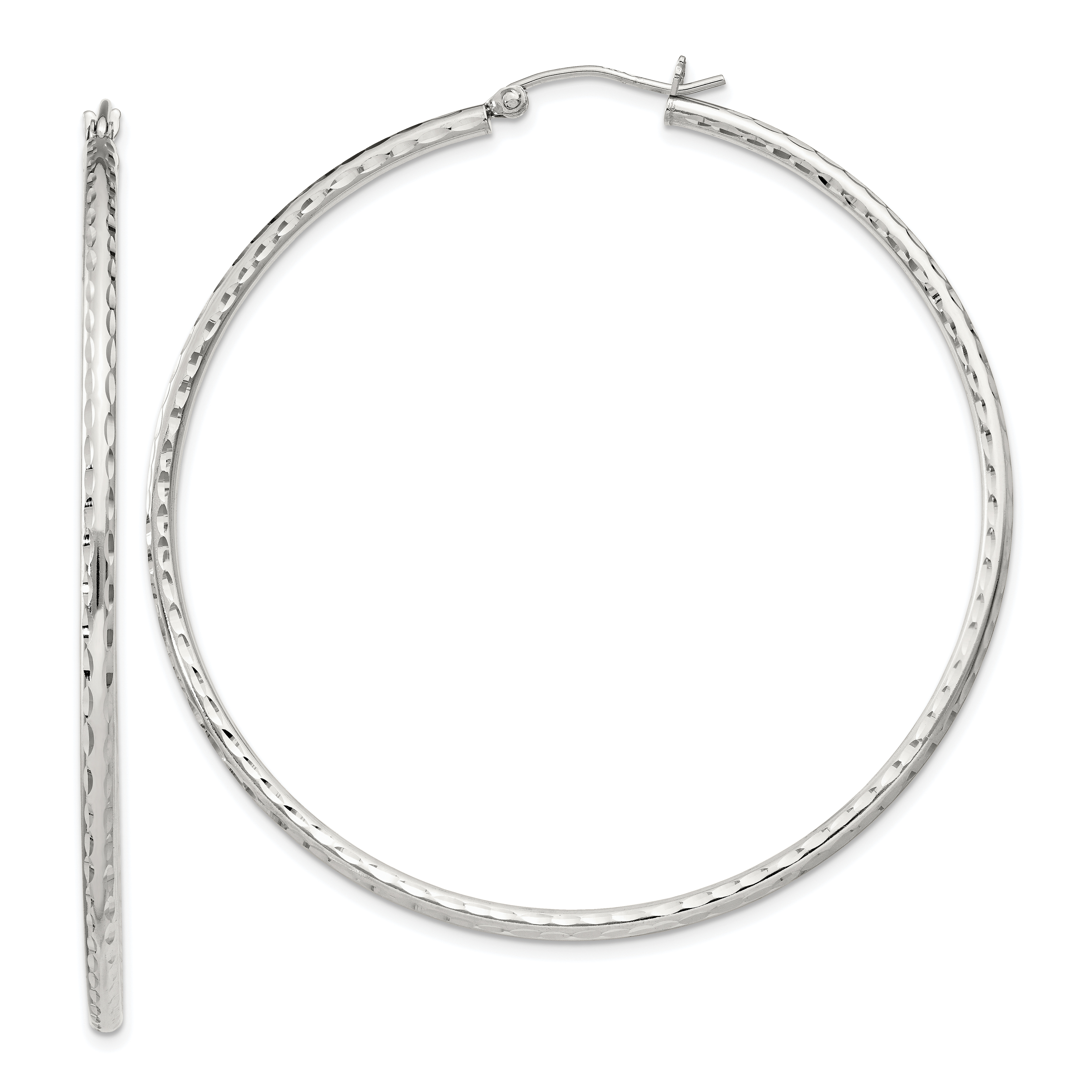  14 mm Sterling Silver 2.0mm Diamond-cut Hoop Earrings  Unknown Friendly Weight Sterling Silver - view 88