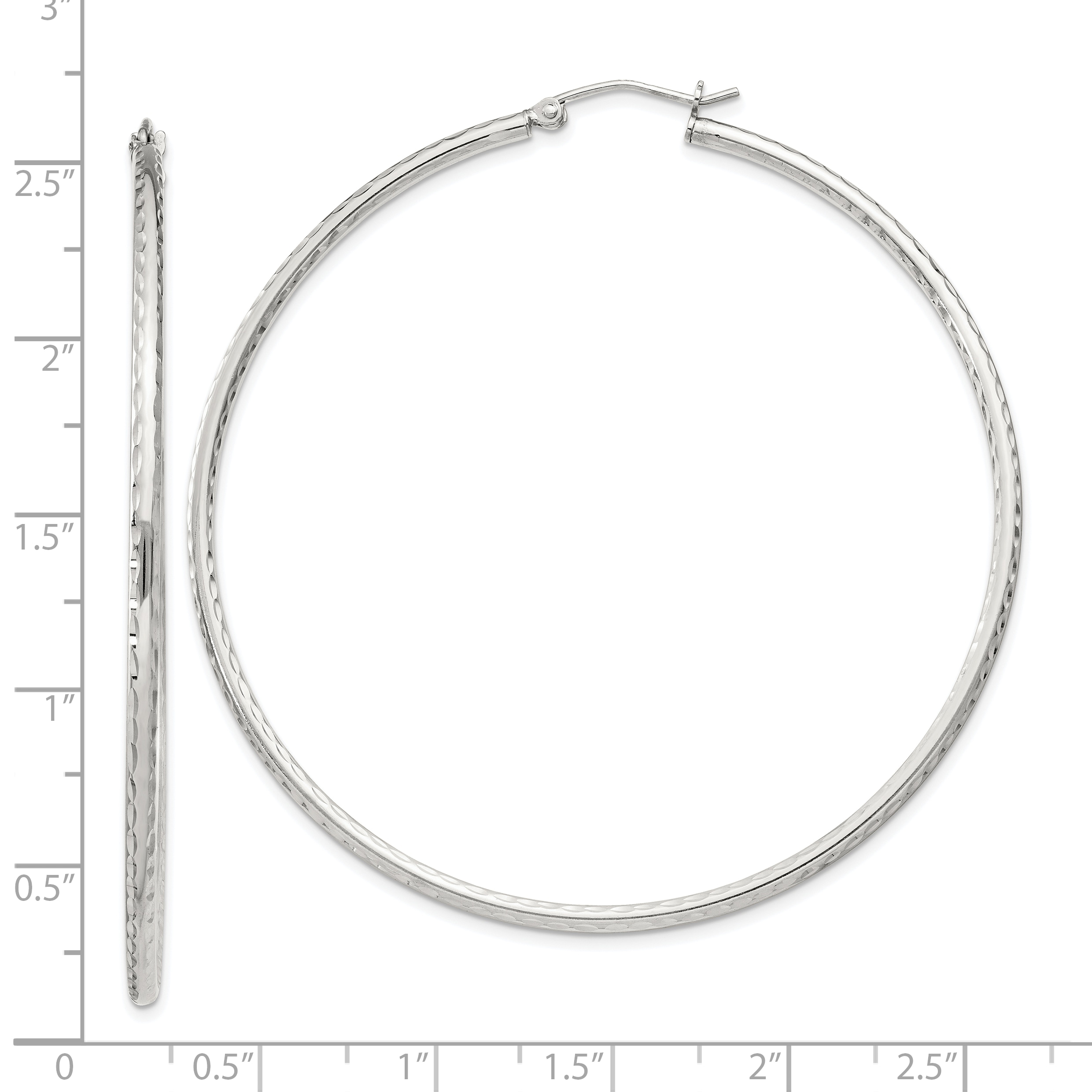  14 mm Sterling Silver 2.0mm Diamond-cut Hoop Earrings  Unknown Friendly Weight Sterling Silver - view 95