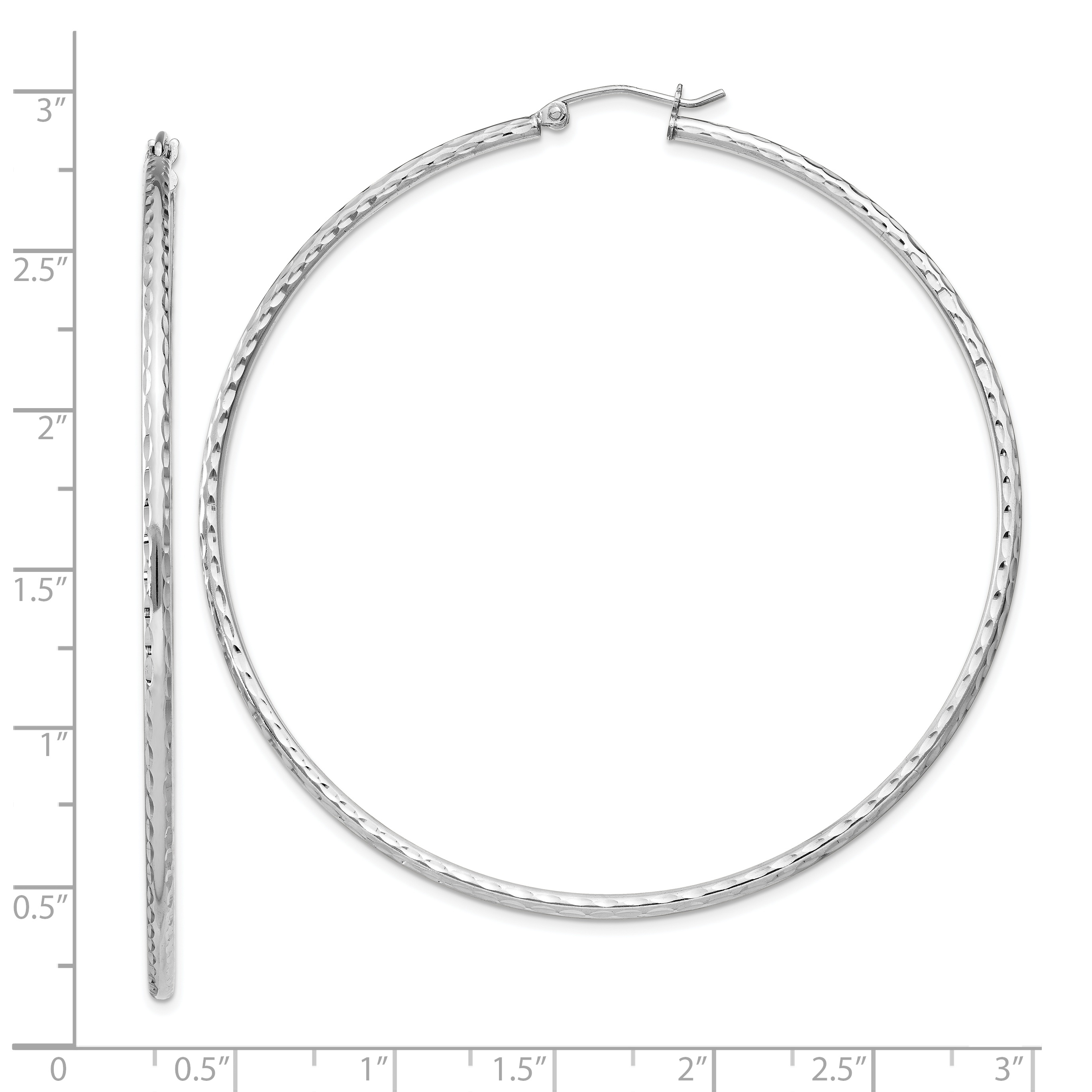  14 mm Sterling Silver 2.0mm Diamond-cut Hoop Earrings  Unknown Friendly Weight Sterling Silver - view 99