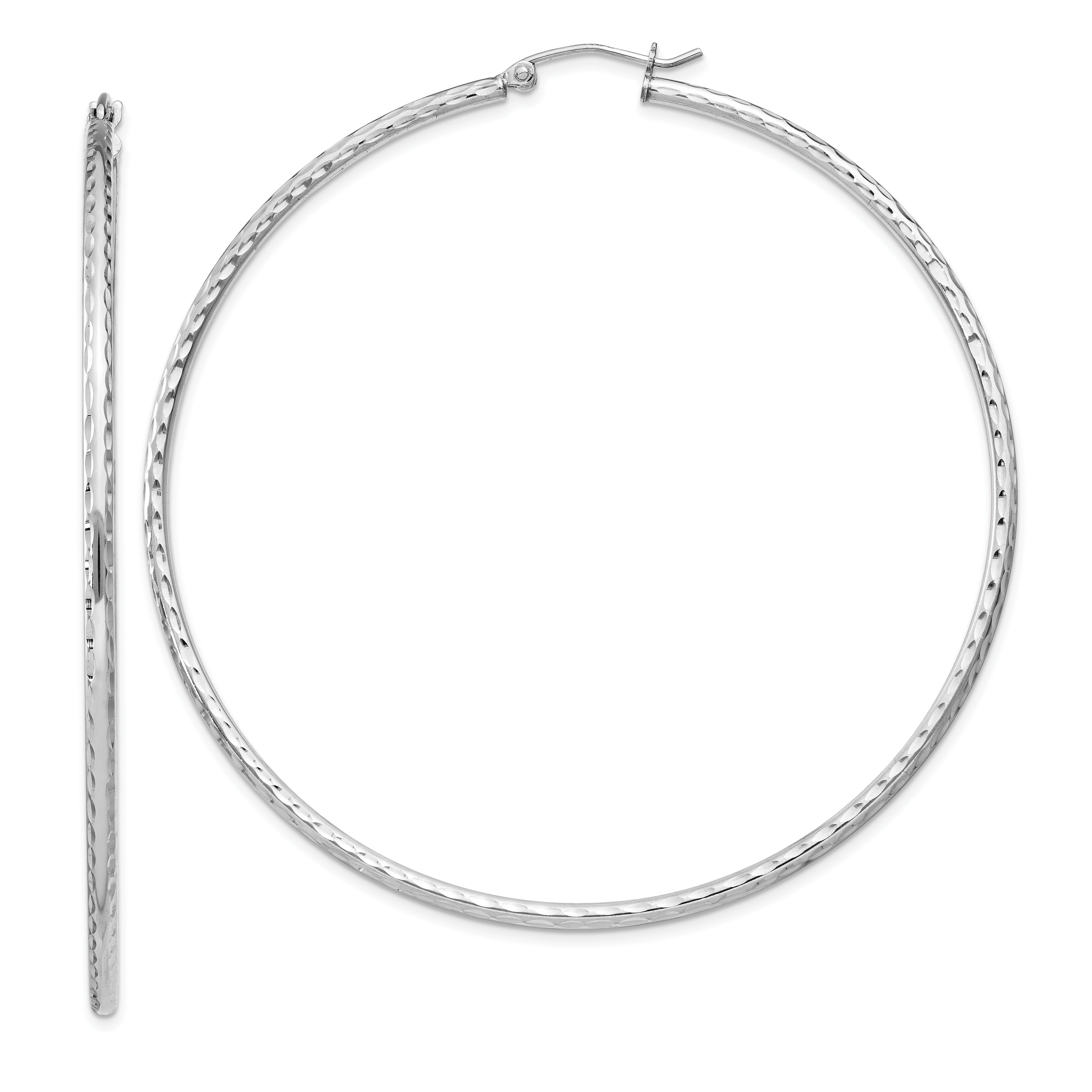  14 mm Sterling Silver 2.0mm Diamond-cut Hoop Earrings  Unknown Friendly Weight Sterling Silver - view 100
