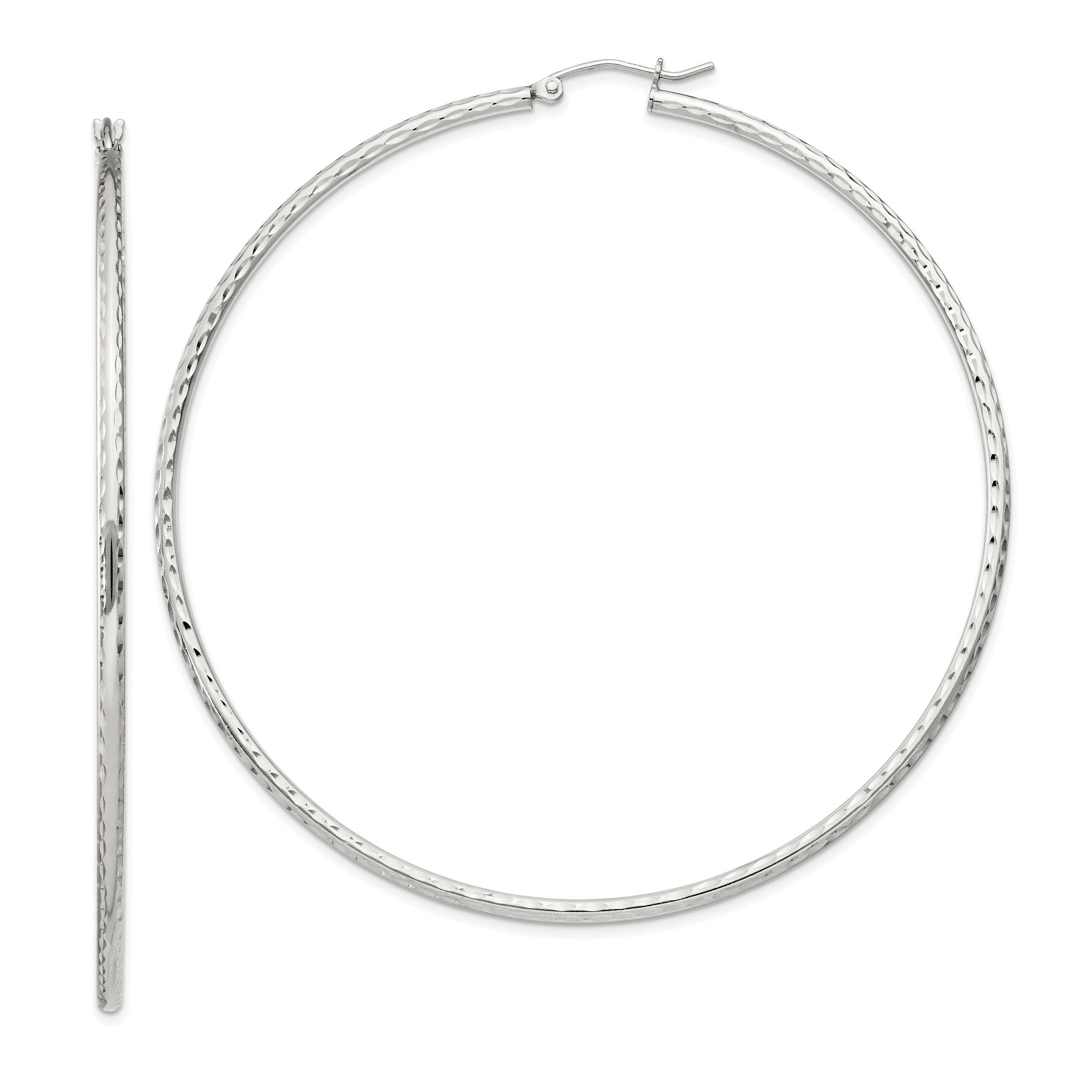  14 mm Sterling Silver 2.0mm Diamond-cut Hoop Earrings  Unknown Friendly Weight Sterling Silver - view 112