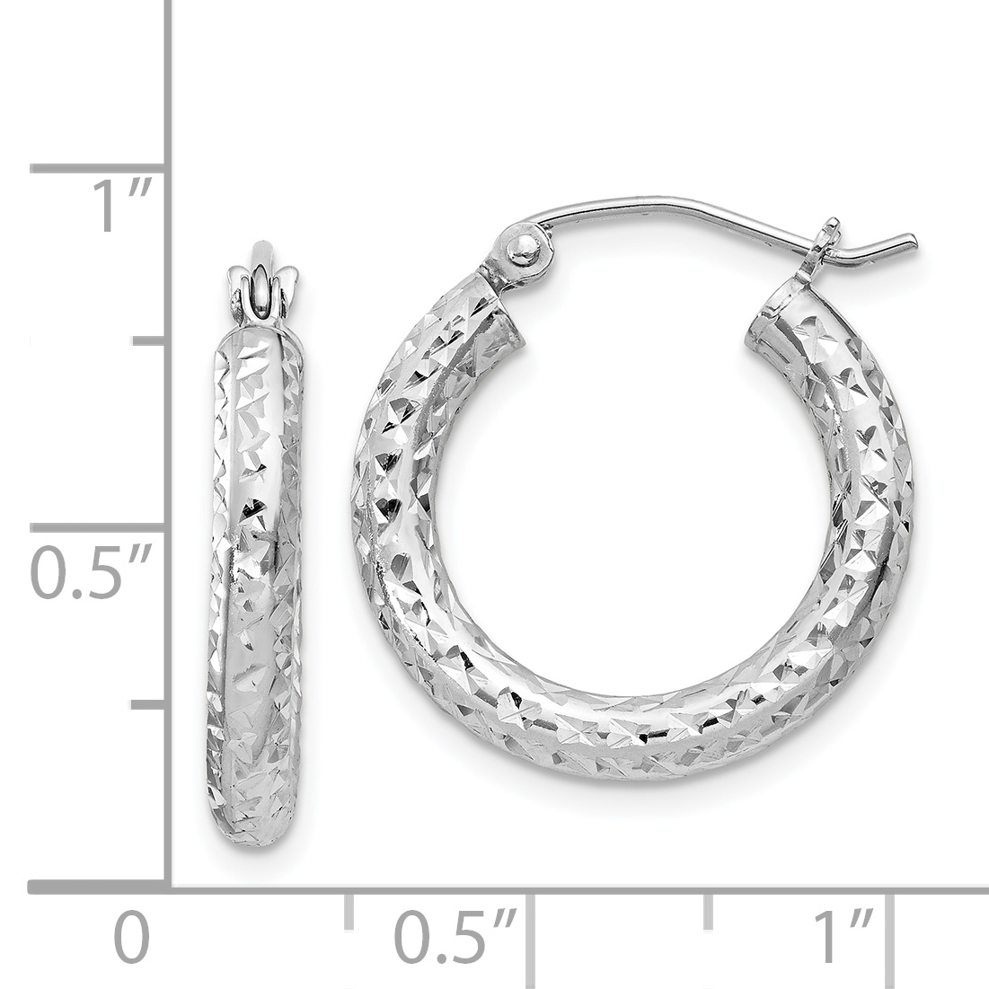  20 mm Sterling Silver 3.0mm Textured Hoop Earrings  Unknown Friendly Weight Sterling Silver - view 3