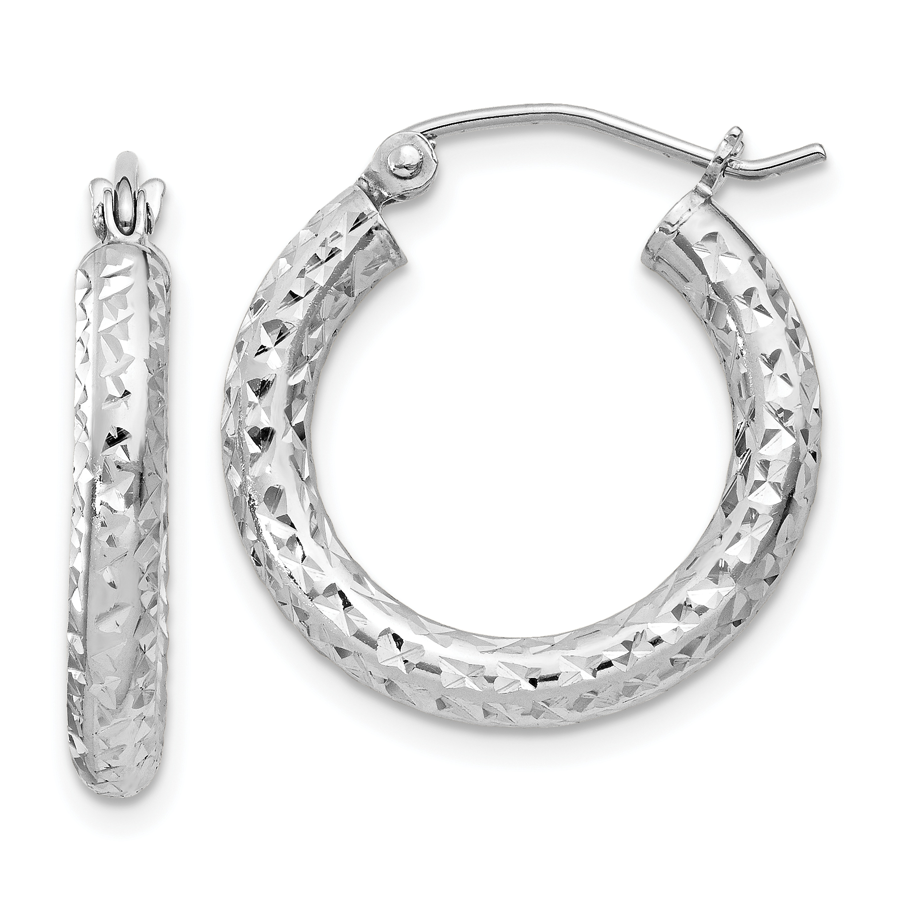  20 mm Sterling Silver 3.0mm Textured Hoop Earrings  Unknown Friendly Weight Sterling Silver - view 4
